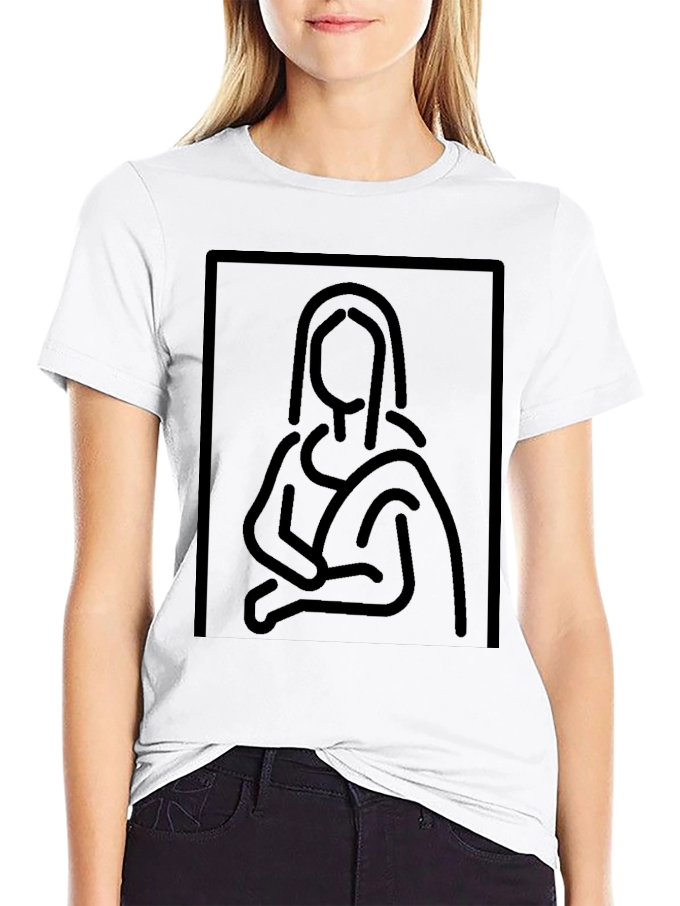 Minimalist Mona Lisa Black Graphic Tee
