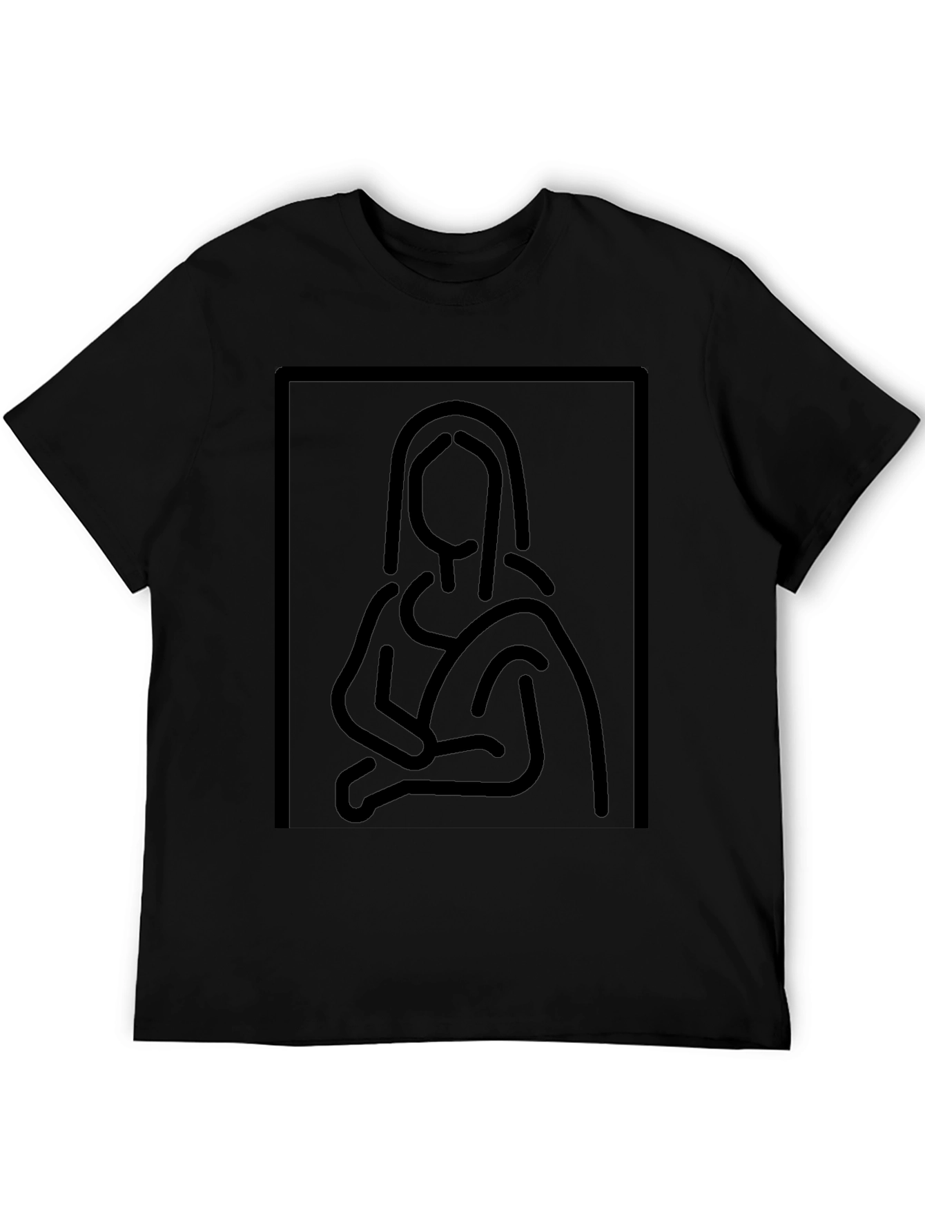 Minimalist Mona Lisa Black Graphic Tee