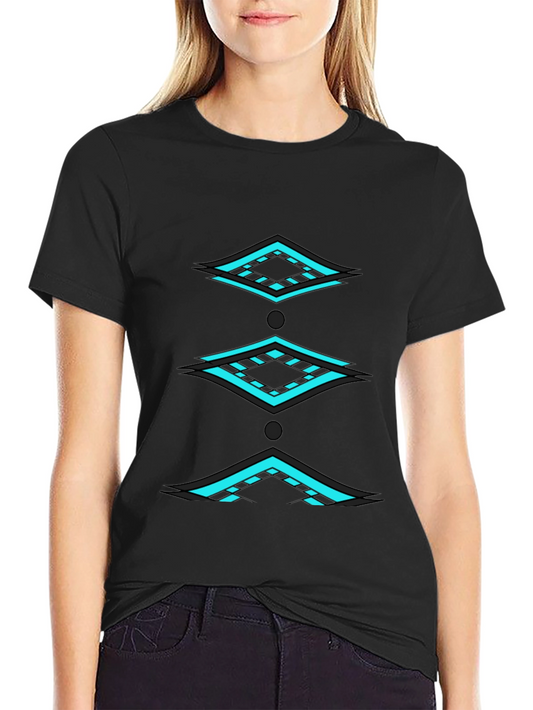 Geometric Diamond Pattern Black T-Shirt