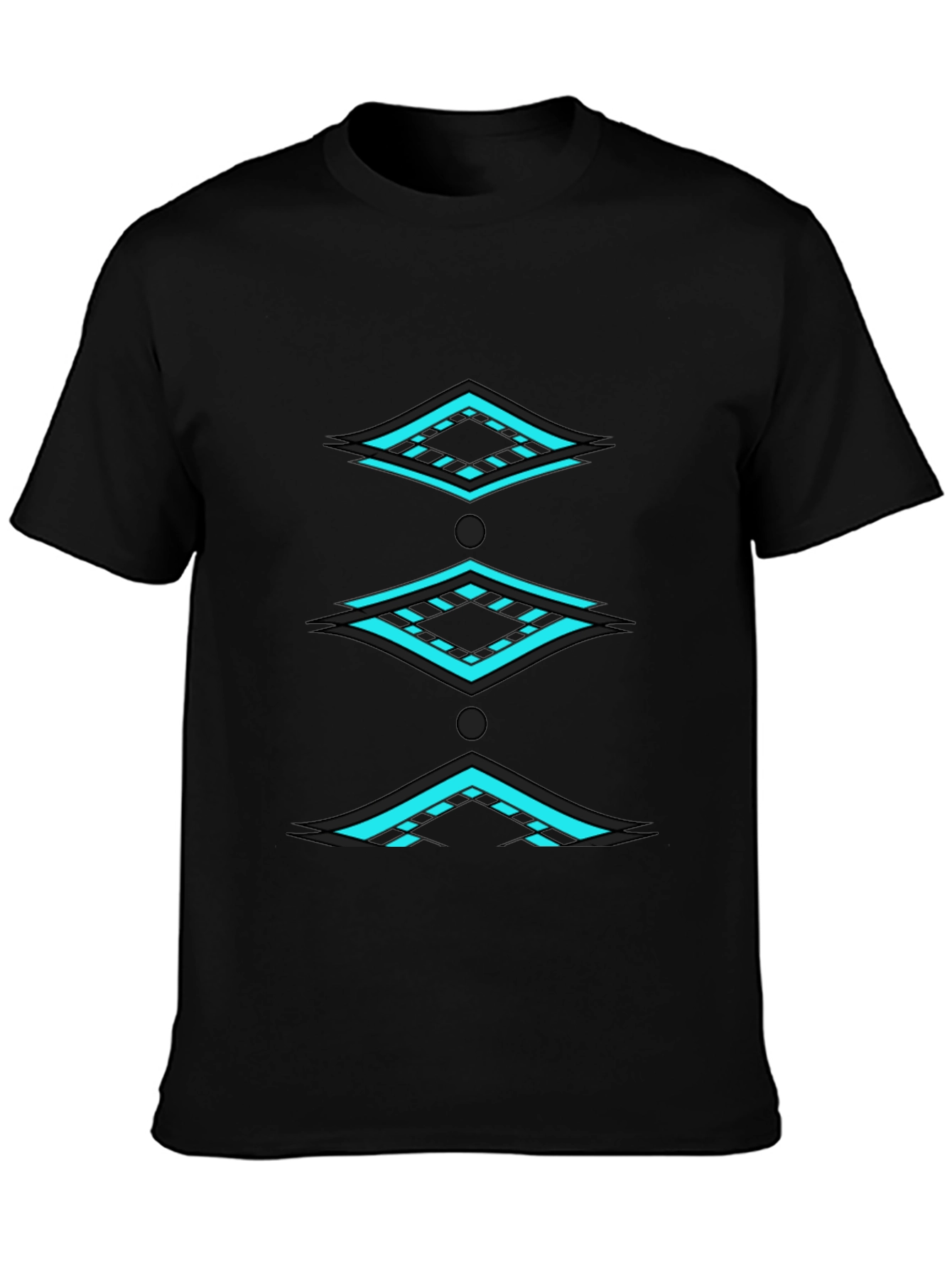 Geometric Diamond Pattern Black T-Shirt
