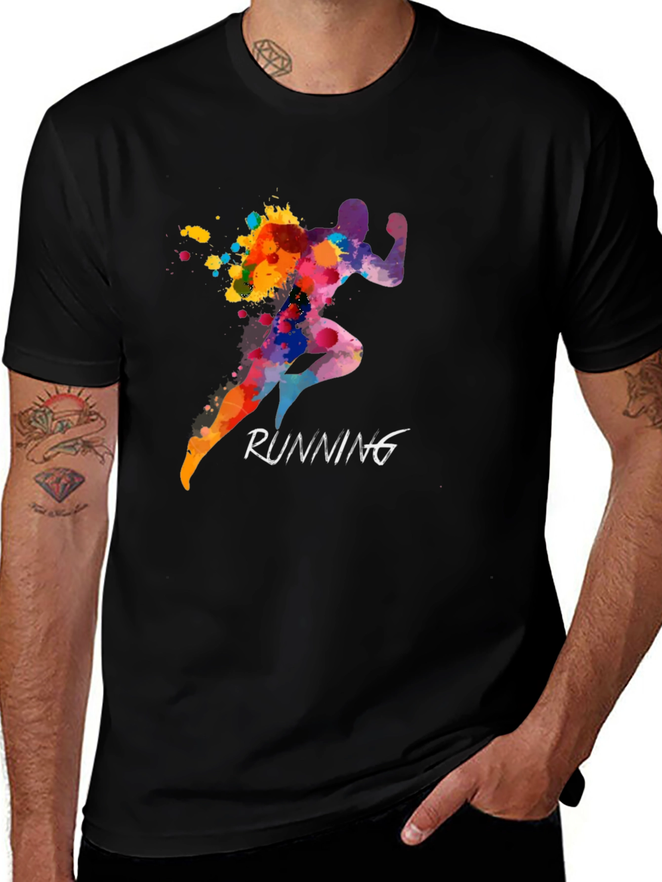 Running Silhouette Mens Black T-Shirt