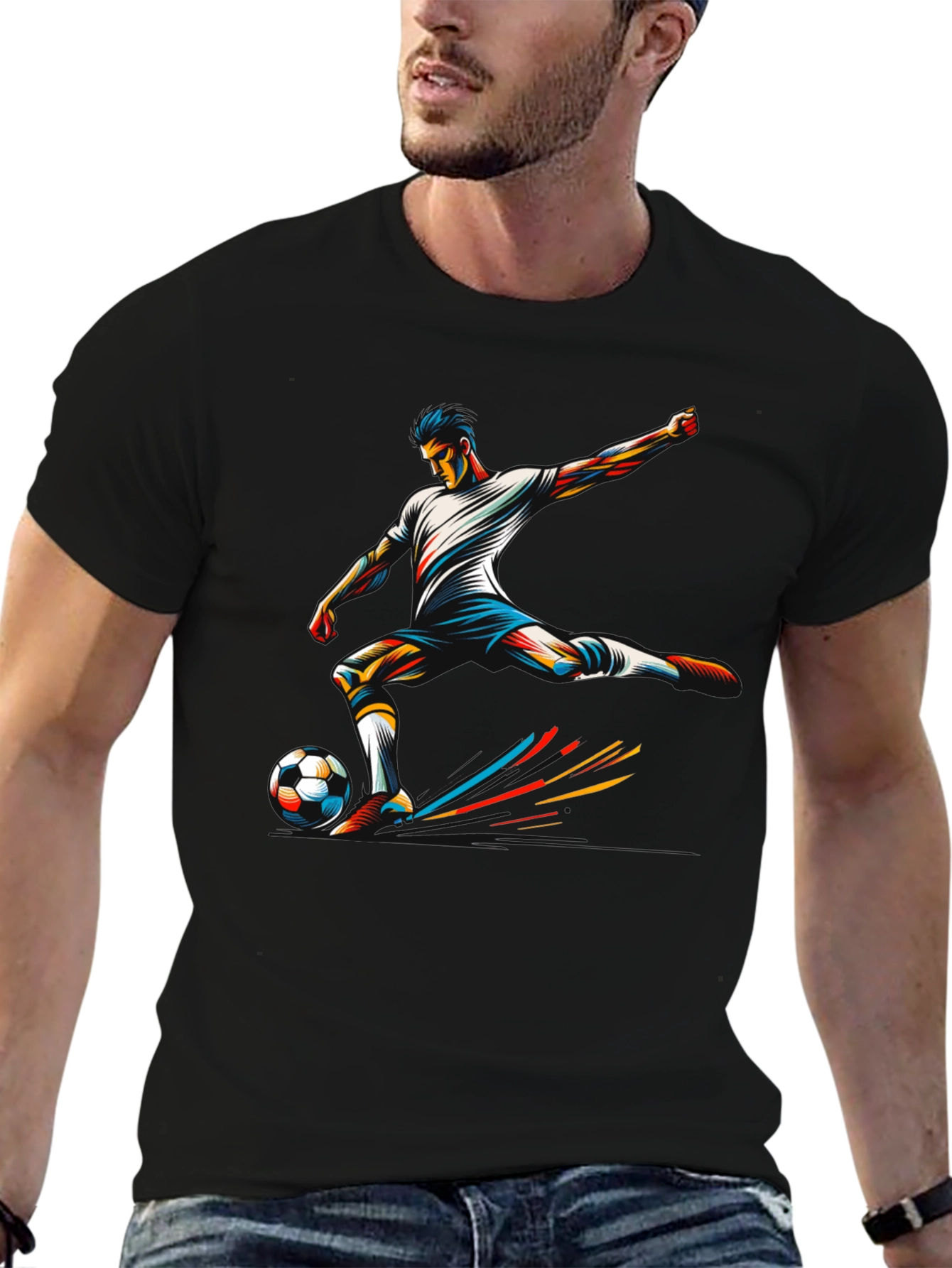 Soccer Player Graphic Tee - Black