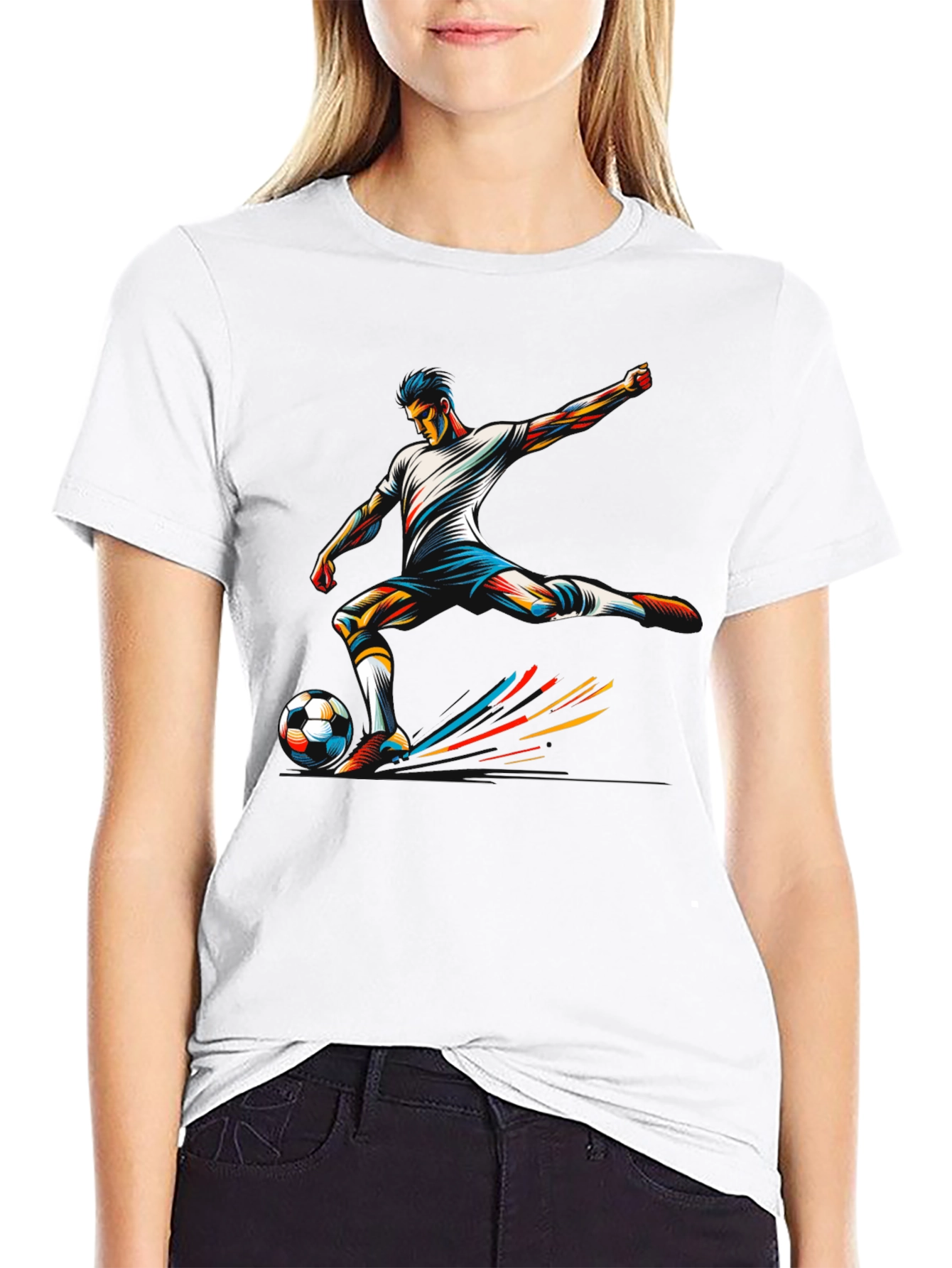 Soccer Player Graphic Tee - Black