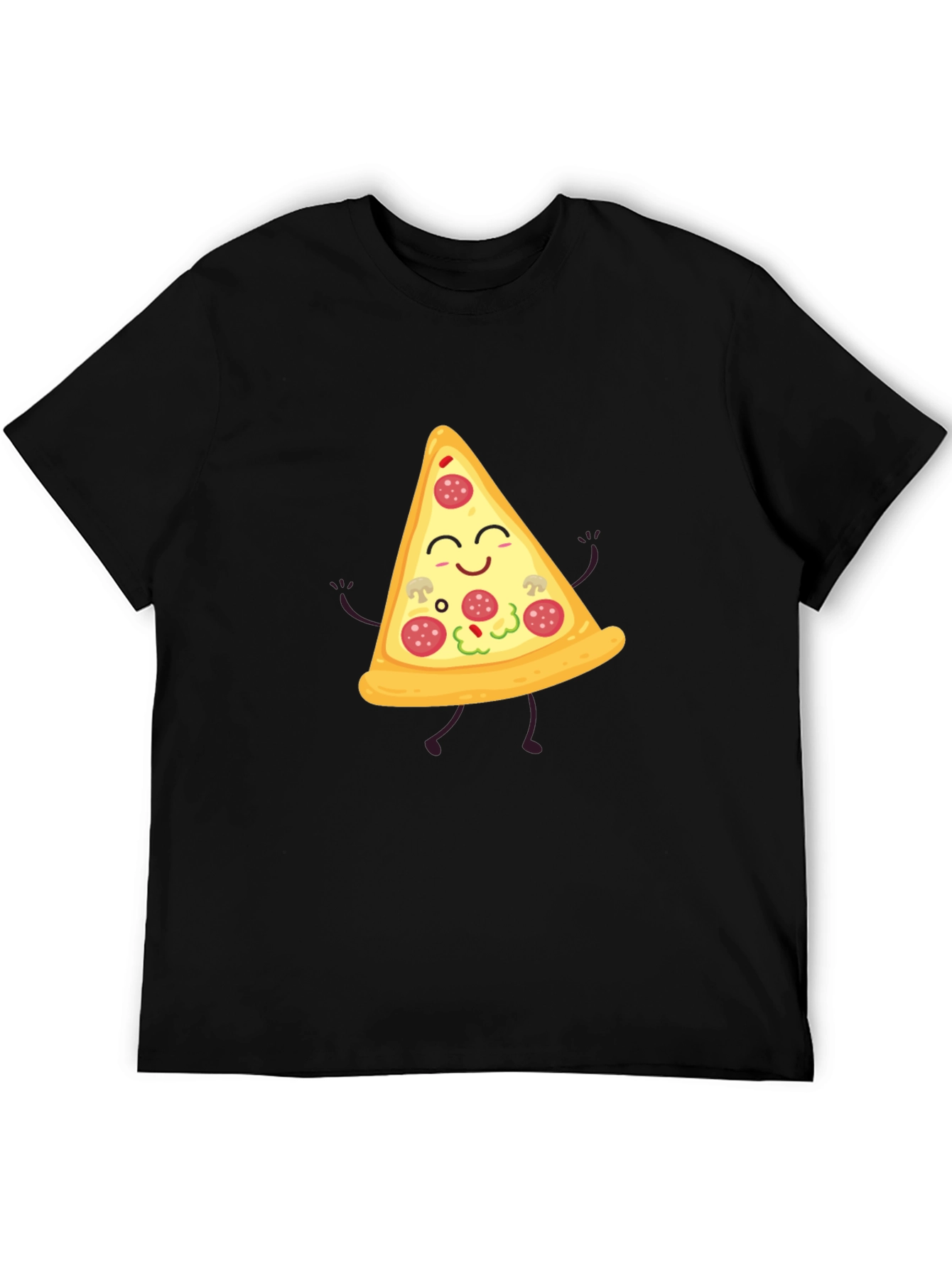 Funny Pizza Slice Graphic T-Shirt - Casual Black Tee