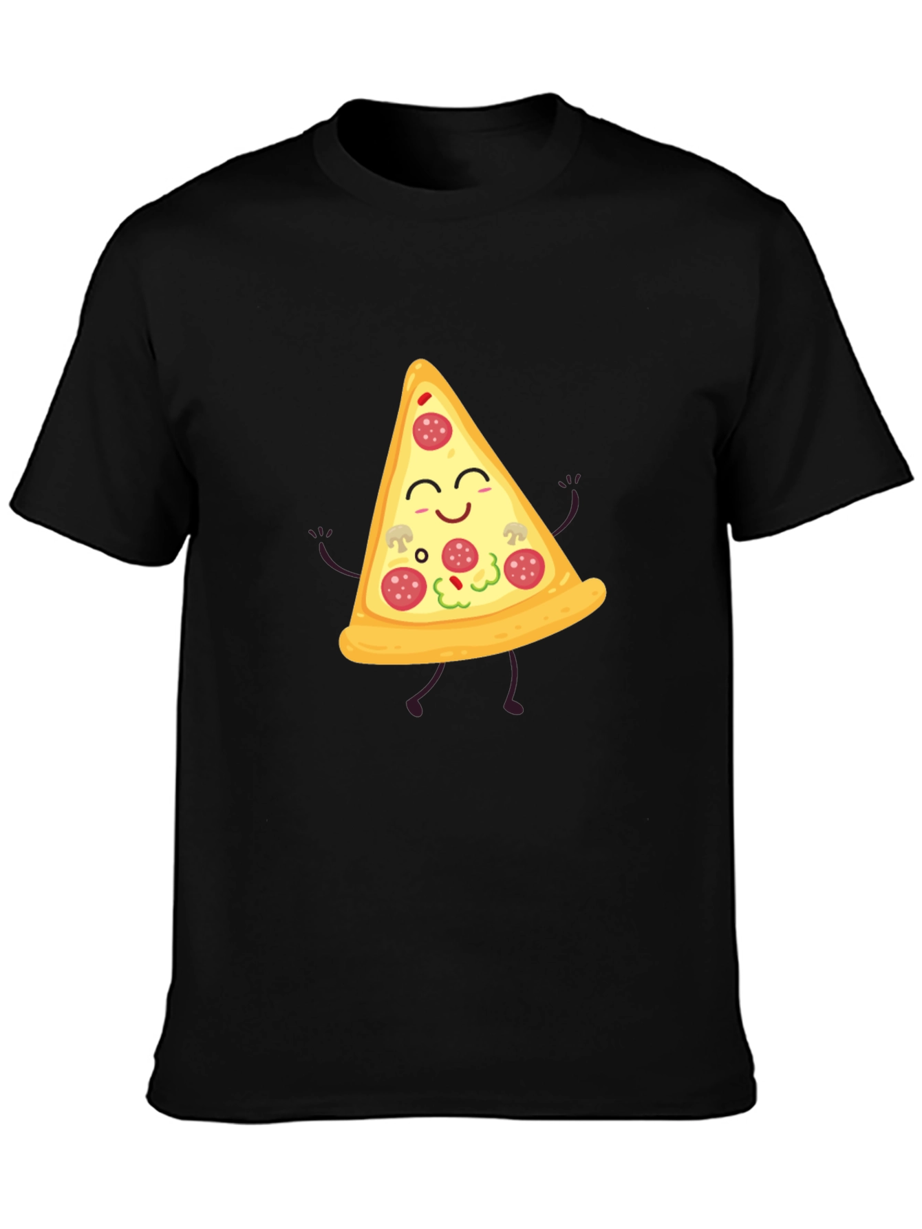 Funny Pizza Slice Graphic T-Shirt - Casual Black Tee