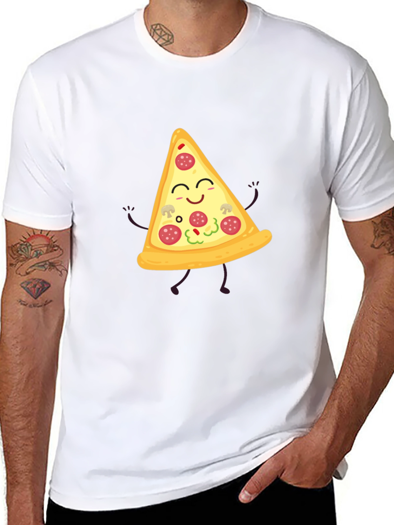Funny Pizza Slice Graphic T-Shirt - Casual Black Tee