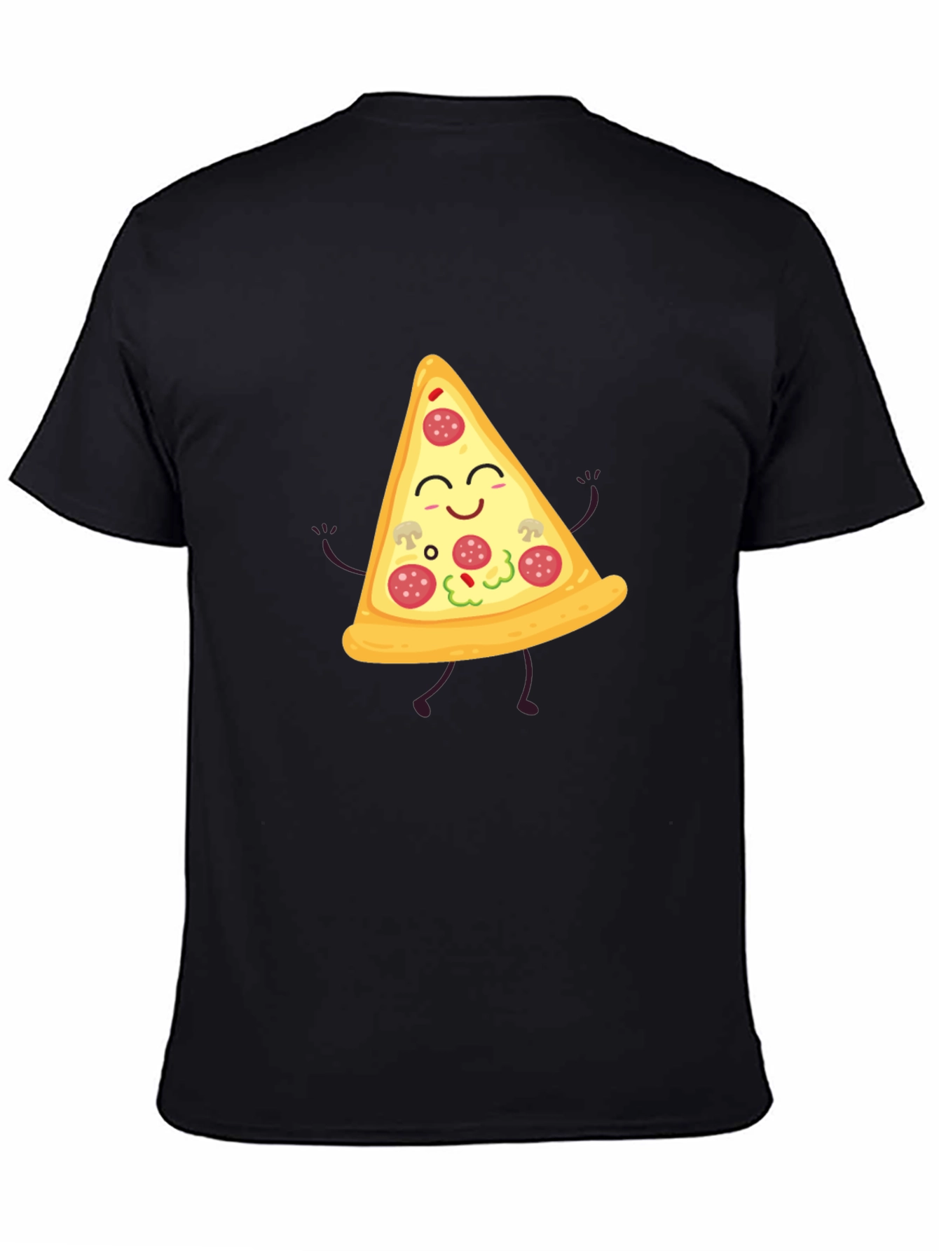 Funny Pizza Slice Graphic T-Shirt - Casual Black Tee