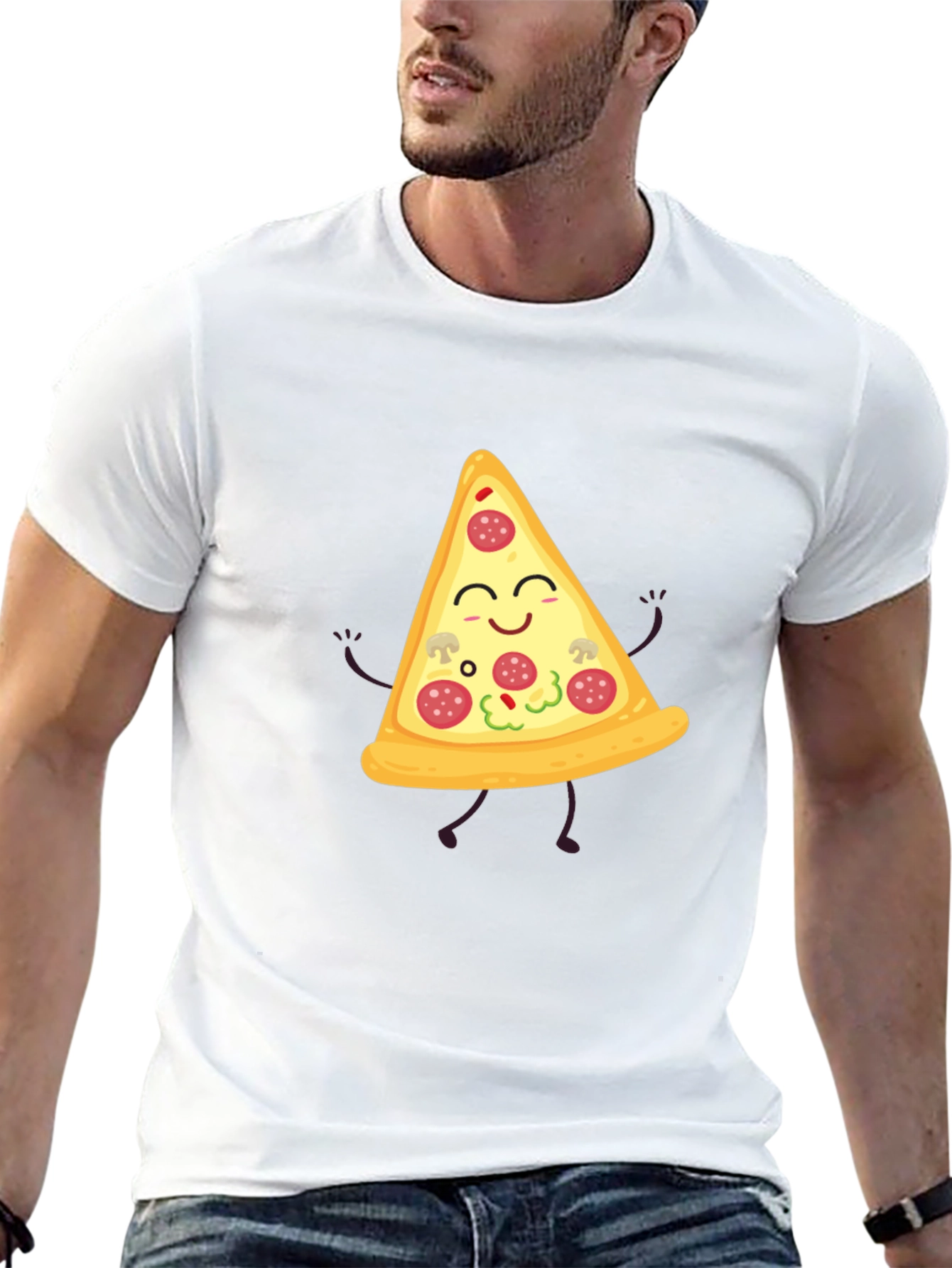 Funny Pizza Slice Graphic T-Shirt - Casual Black Tee