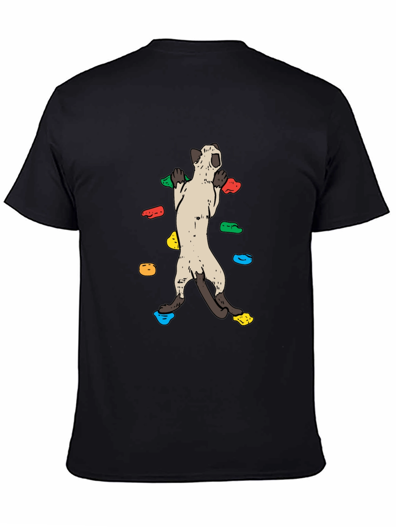 Climbing Cat T-Shirt - Black Cotton Tee