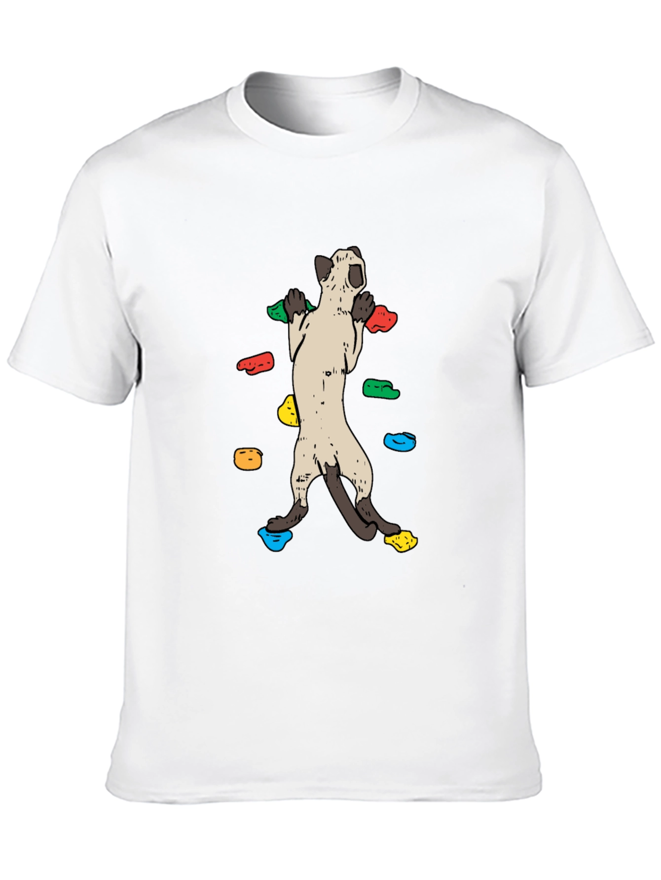 Climbing Cat T-Shirt - Black Cotton Tee