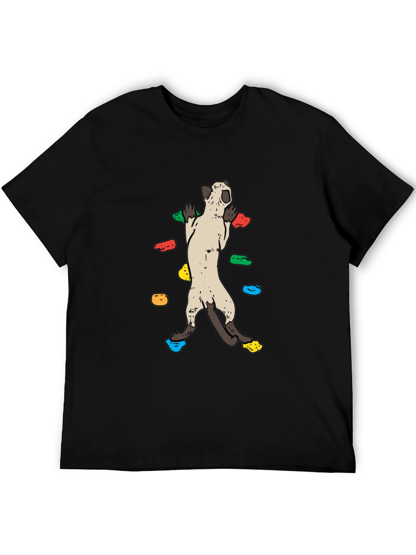 Climbing Cat T-Shirt - Black Cotton Tee