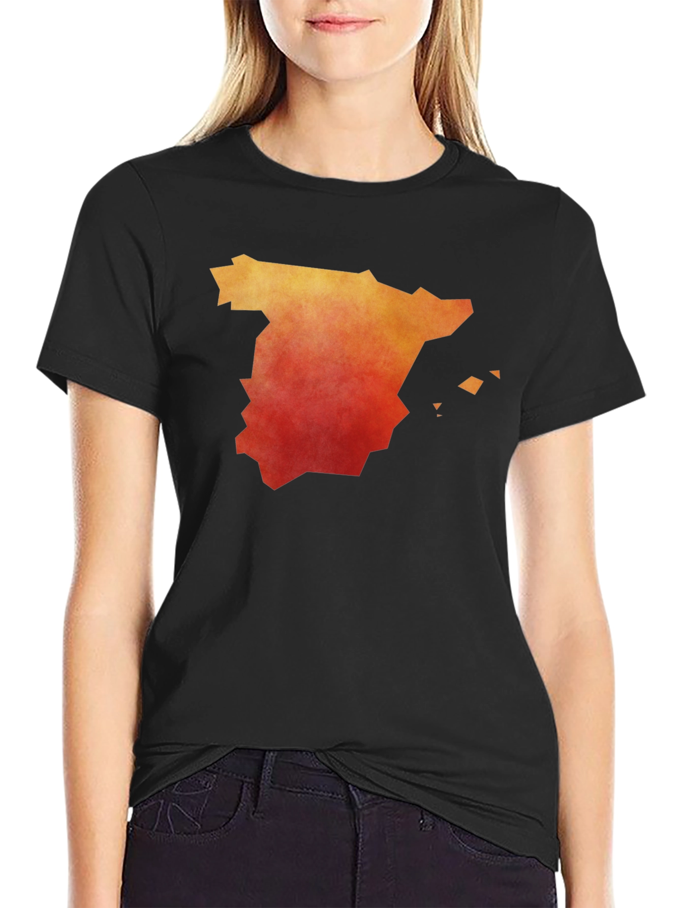 Spain Map Graphic T-Shirt - Mens Black Tee