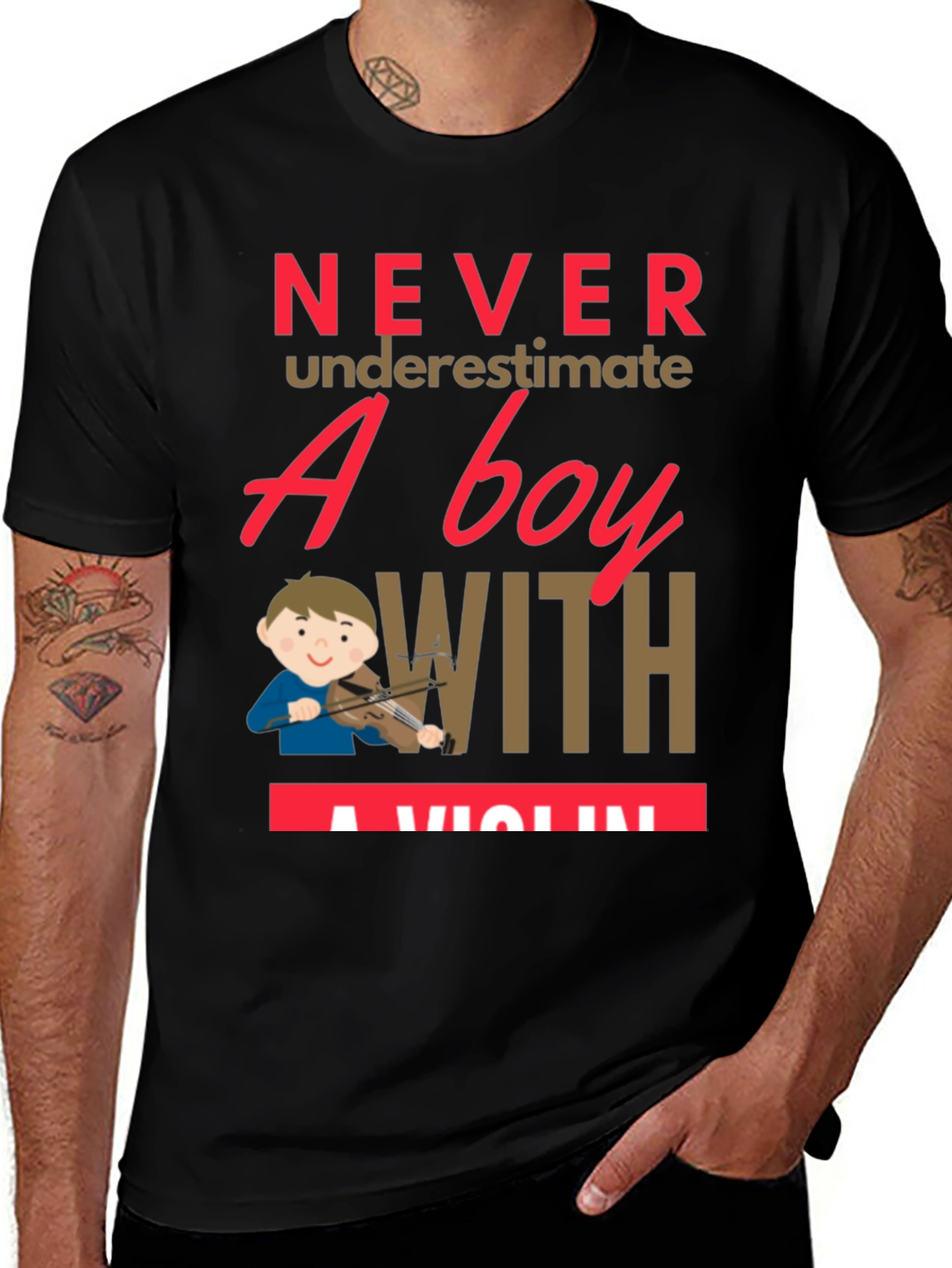 Boy with Violin T-Shirt - Music Lover Tee