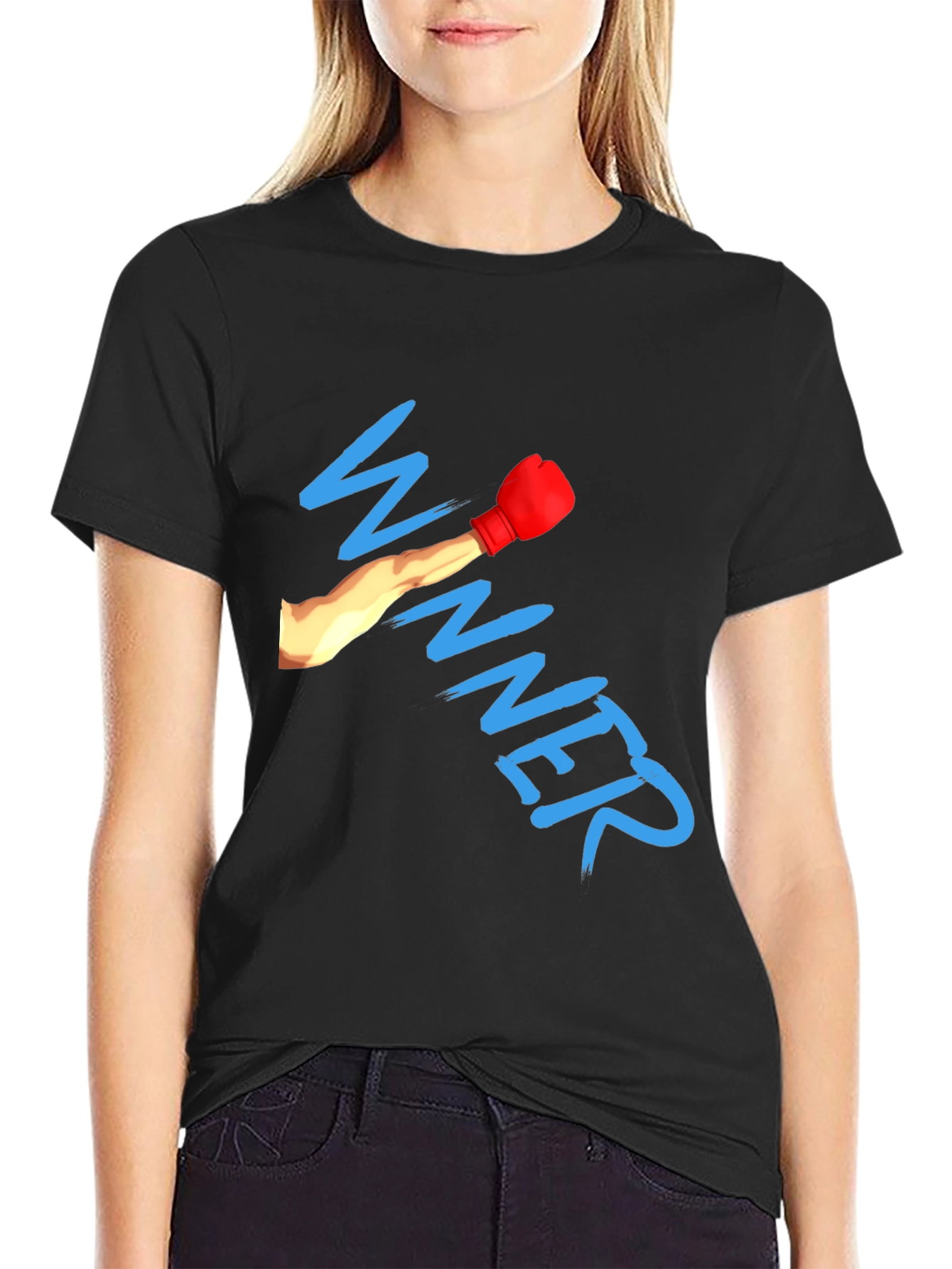 Winner Boxing Glove Graphic Black T-Shirt