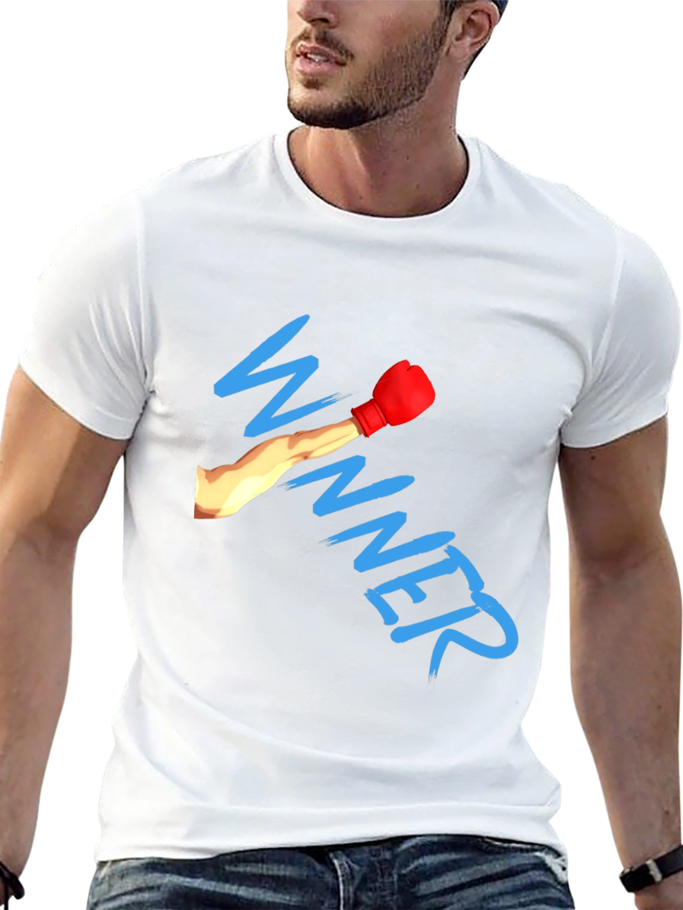 Winner Boxing Glove Graphic Black T-Shirt