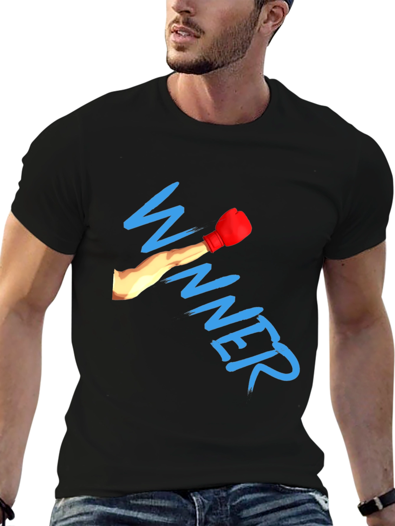 Winner Boxing Glove Graphic Black T-Shirt