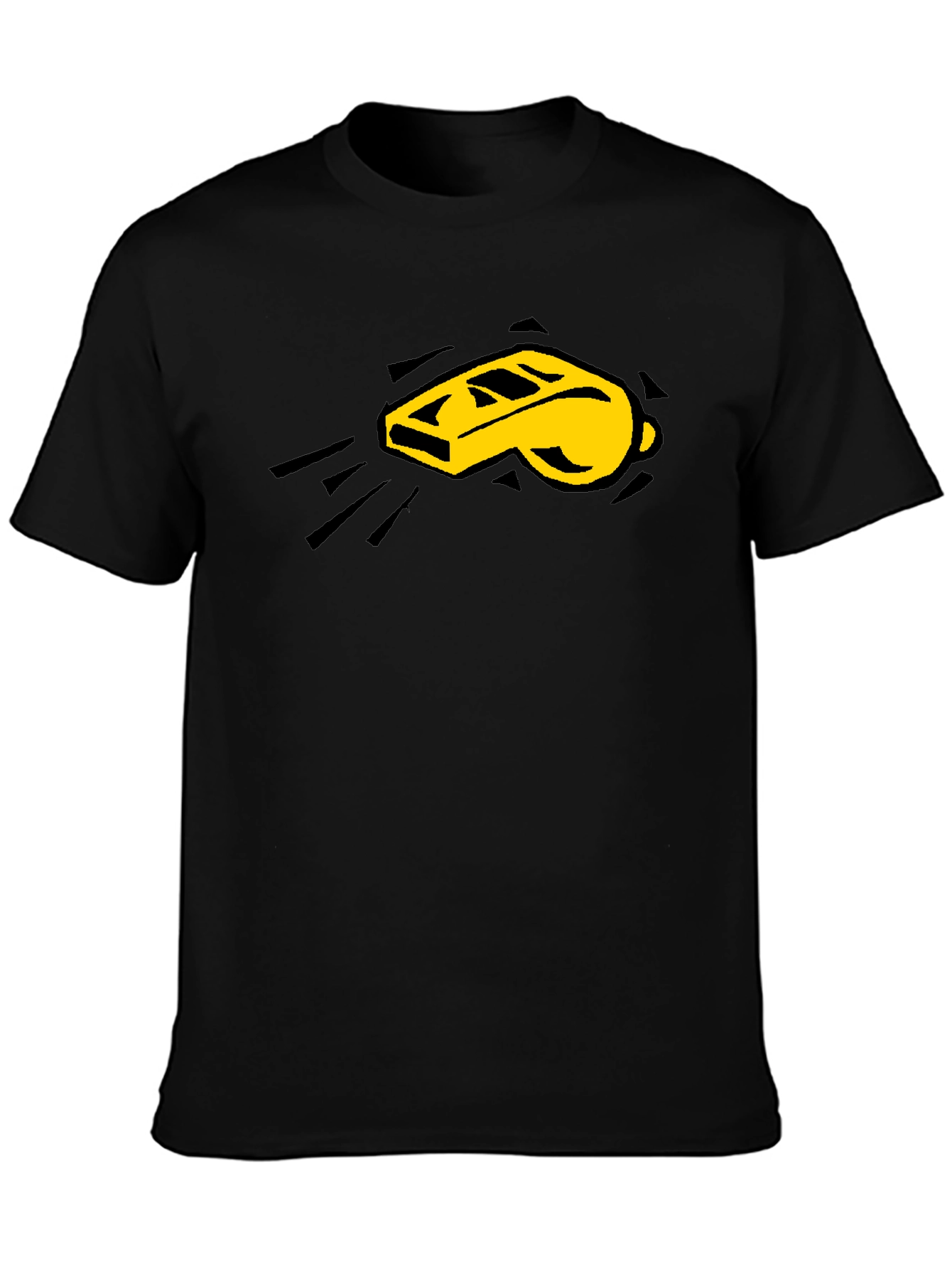 Referee Whistle Graphic Tee - Black Cotton Shirt