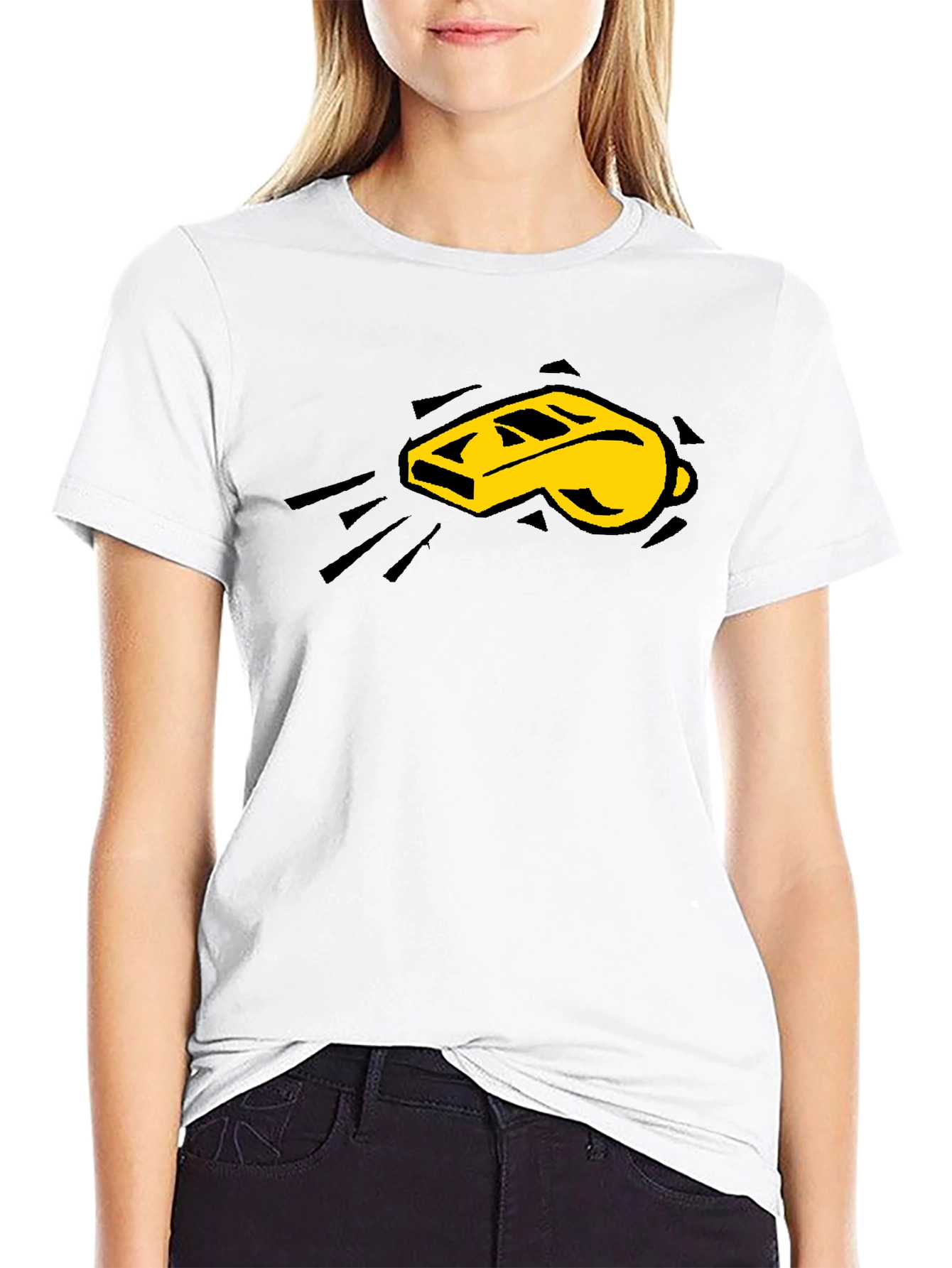 Referee Whistle Graphic Tee - Black Cotton Shirt