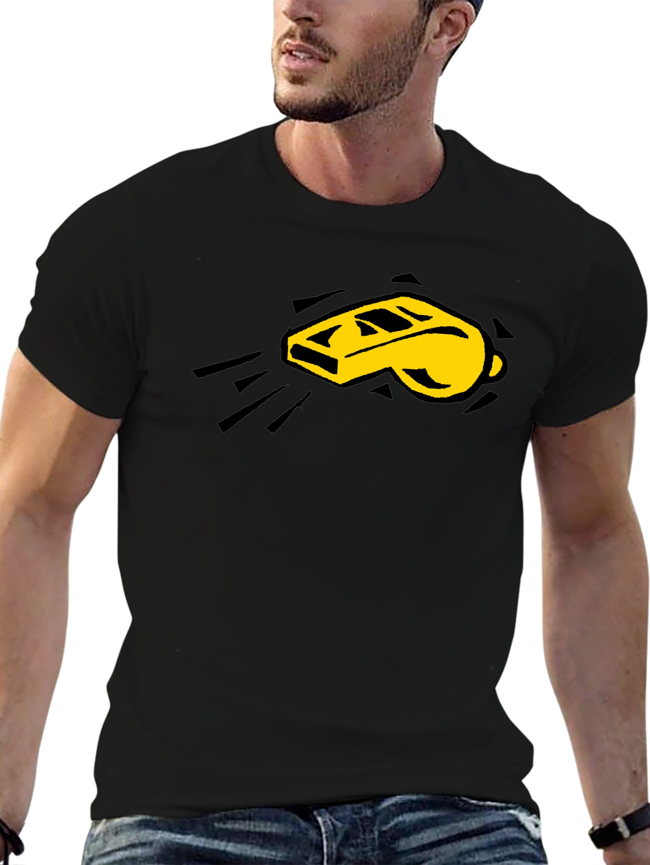 Referee Whistle Graphic Tee - Black Cotton Shirt