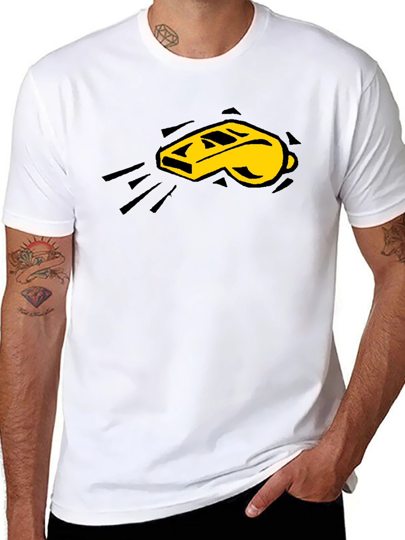 Referee Whistle Graphic Tee - Black Cotton Shirt