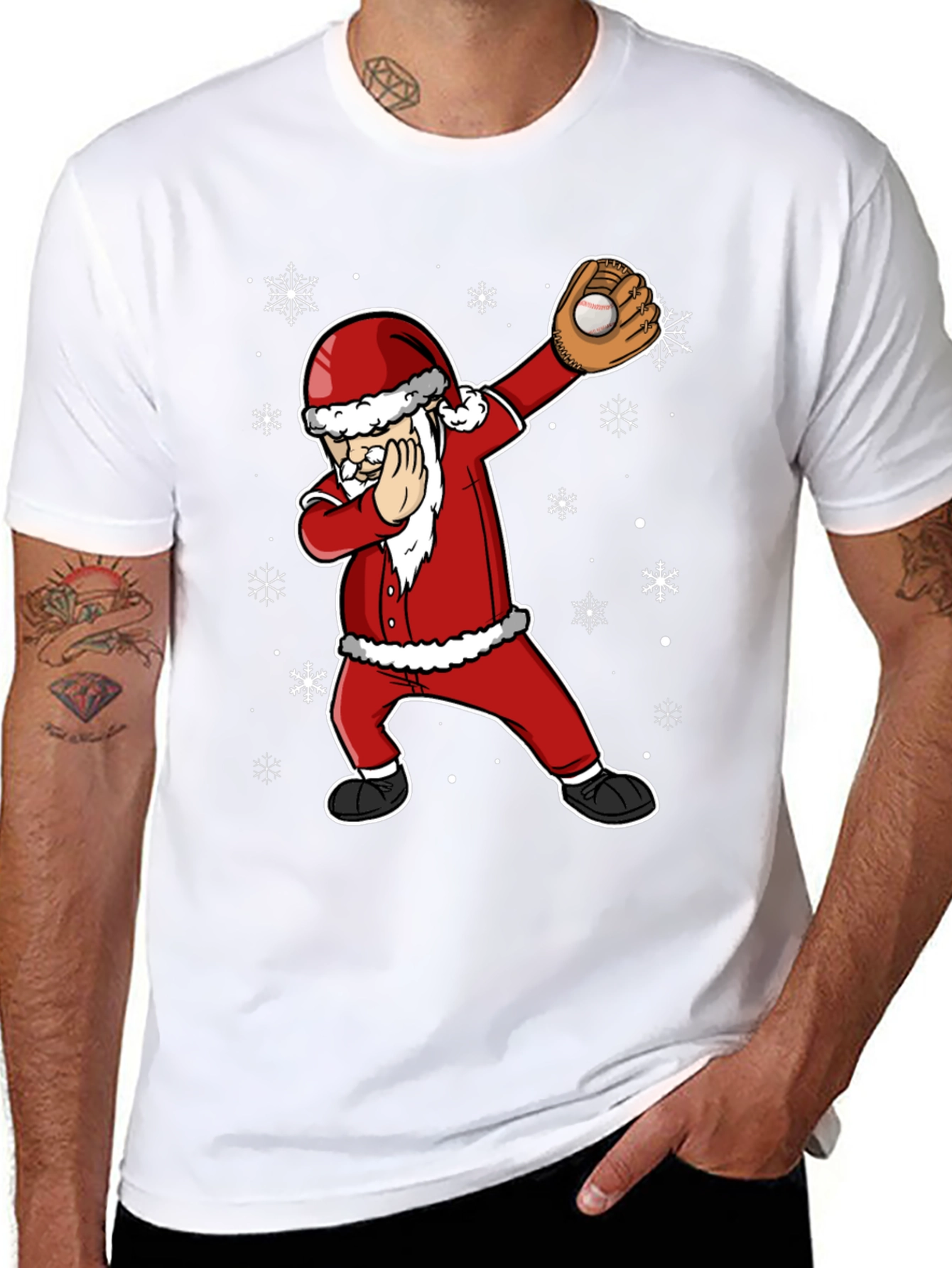 Dabbing Santa Baseball Graphic Tee