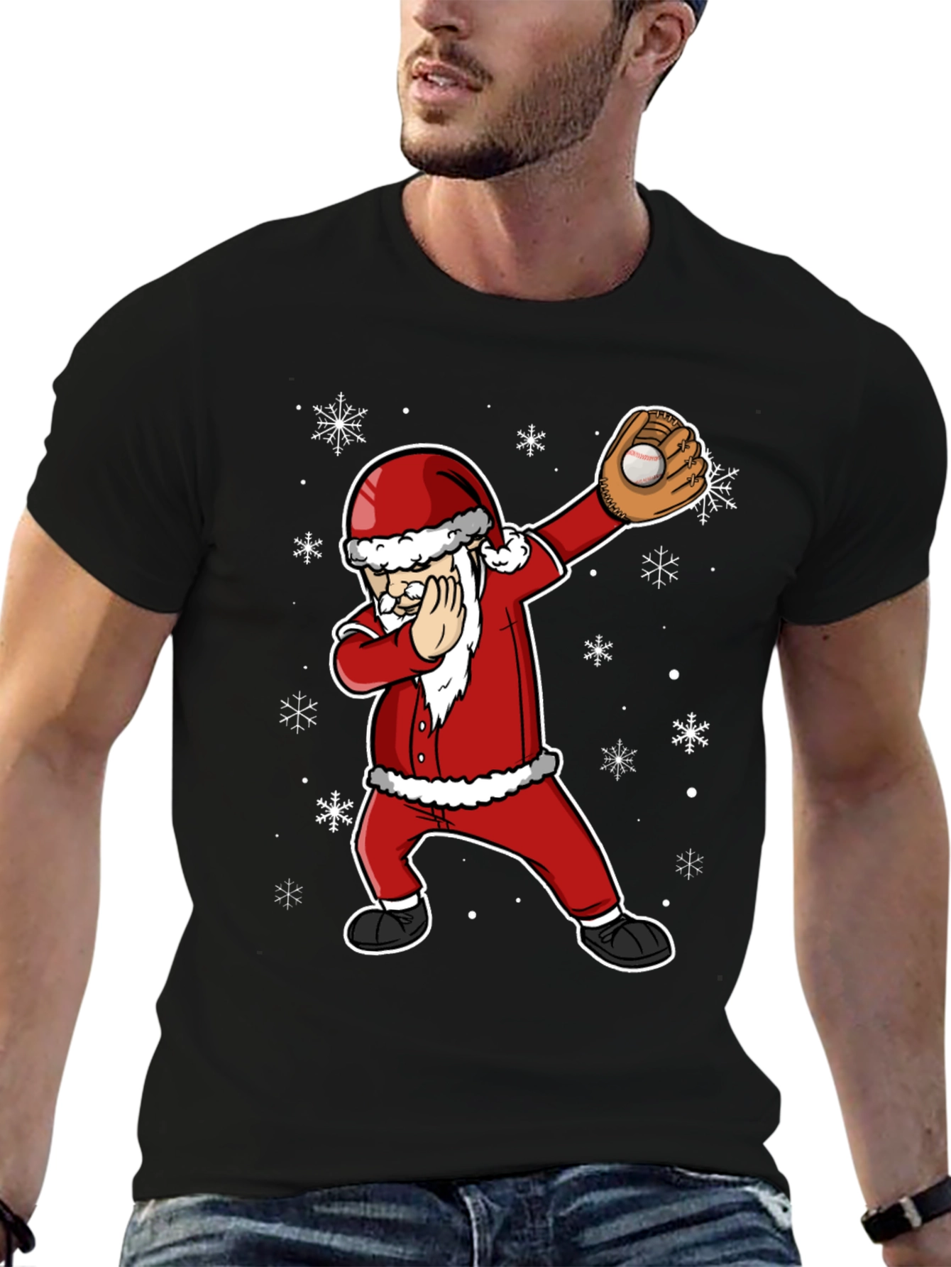 Dabbing Santa Baseball Graphic Tee