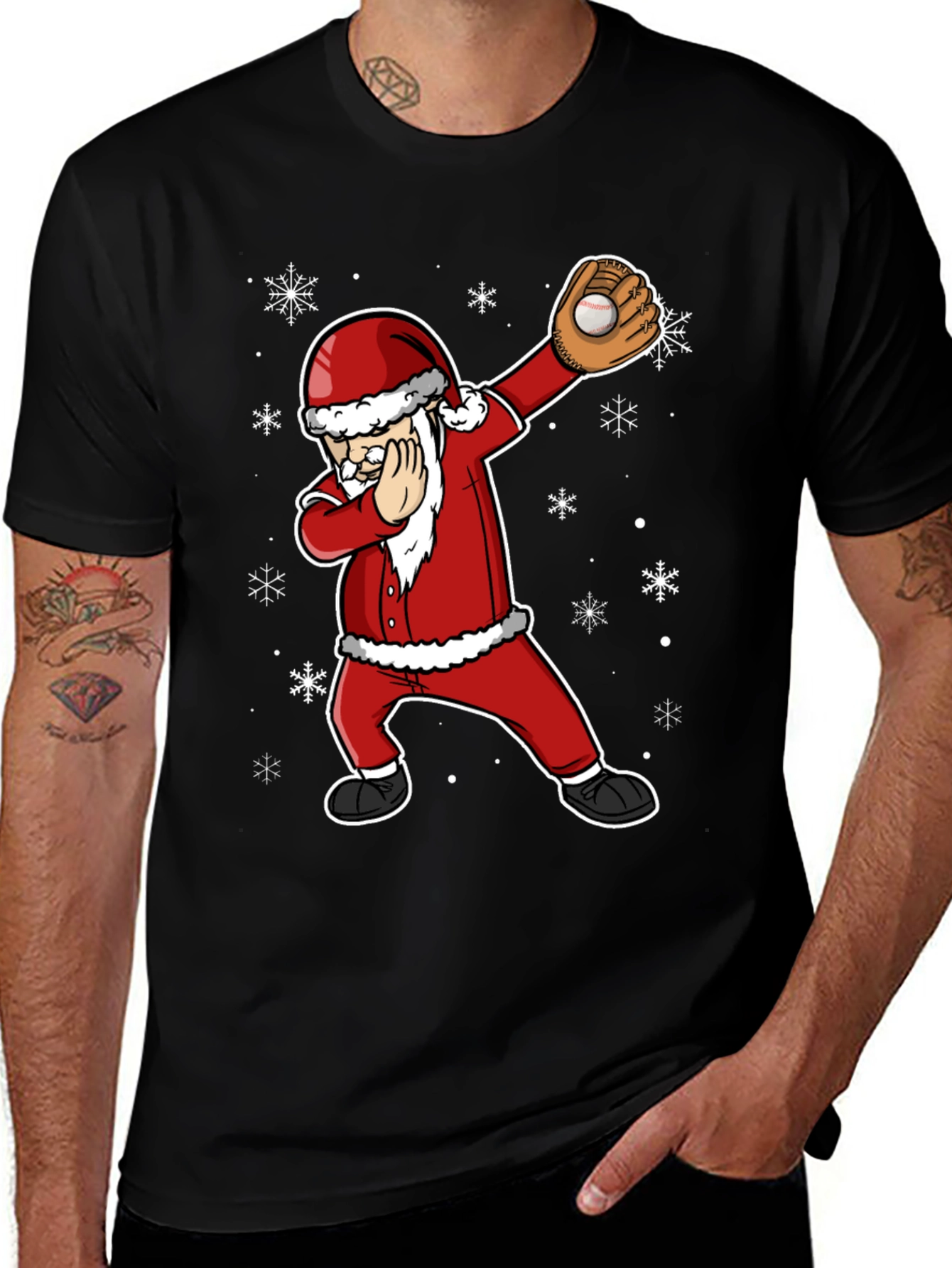 Dabbing Santa Baseball Graphic Tee