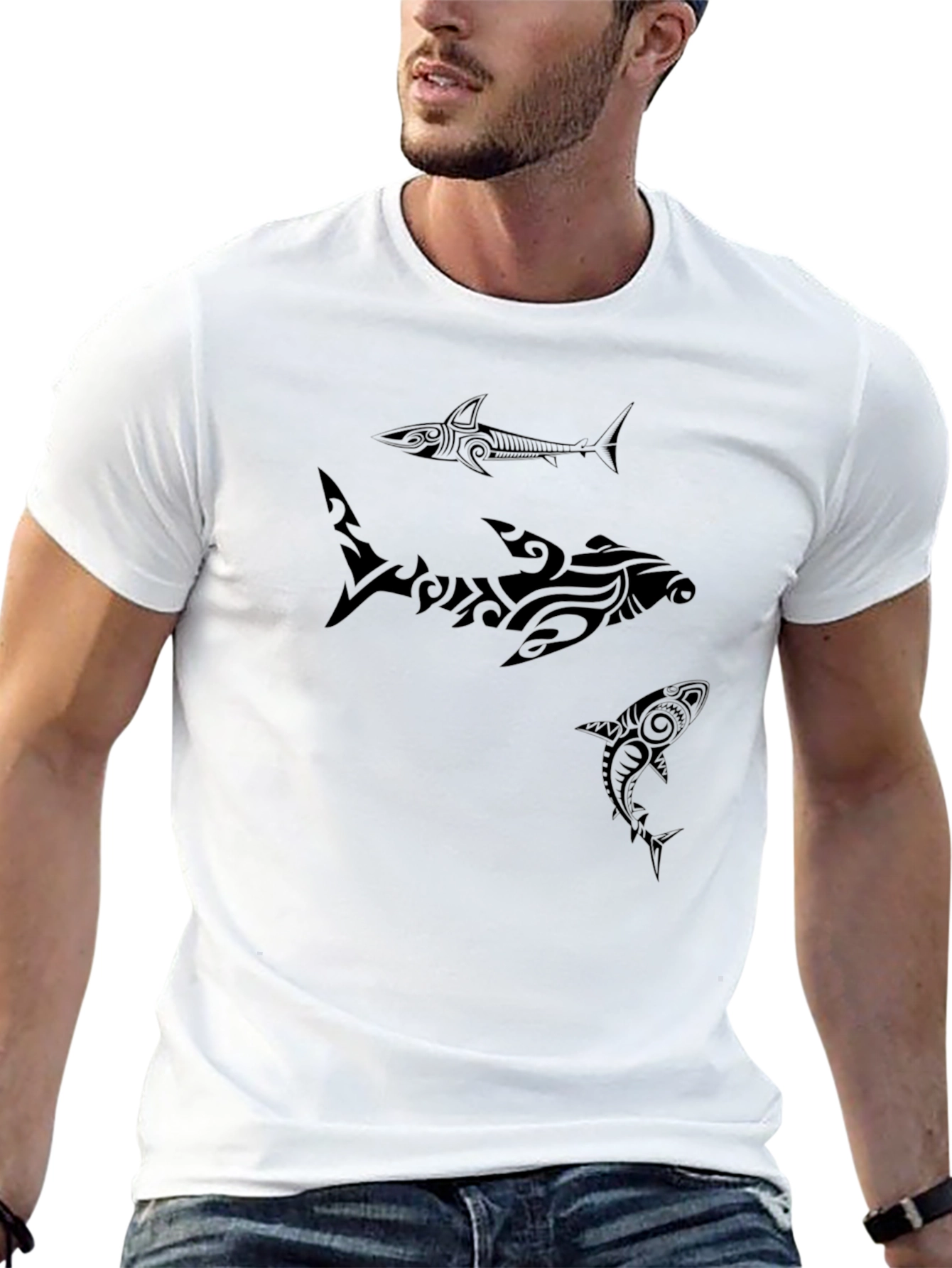 Tribal Shark T-Shirt - Black Graphic Tee