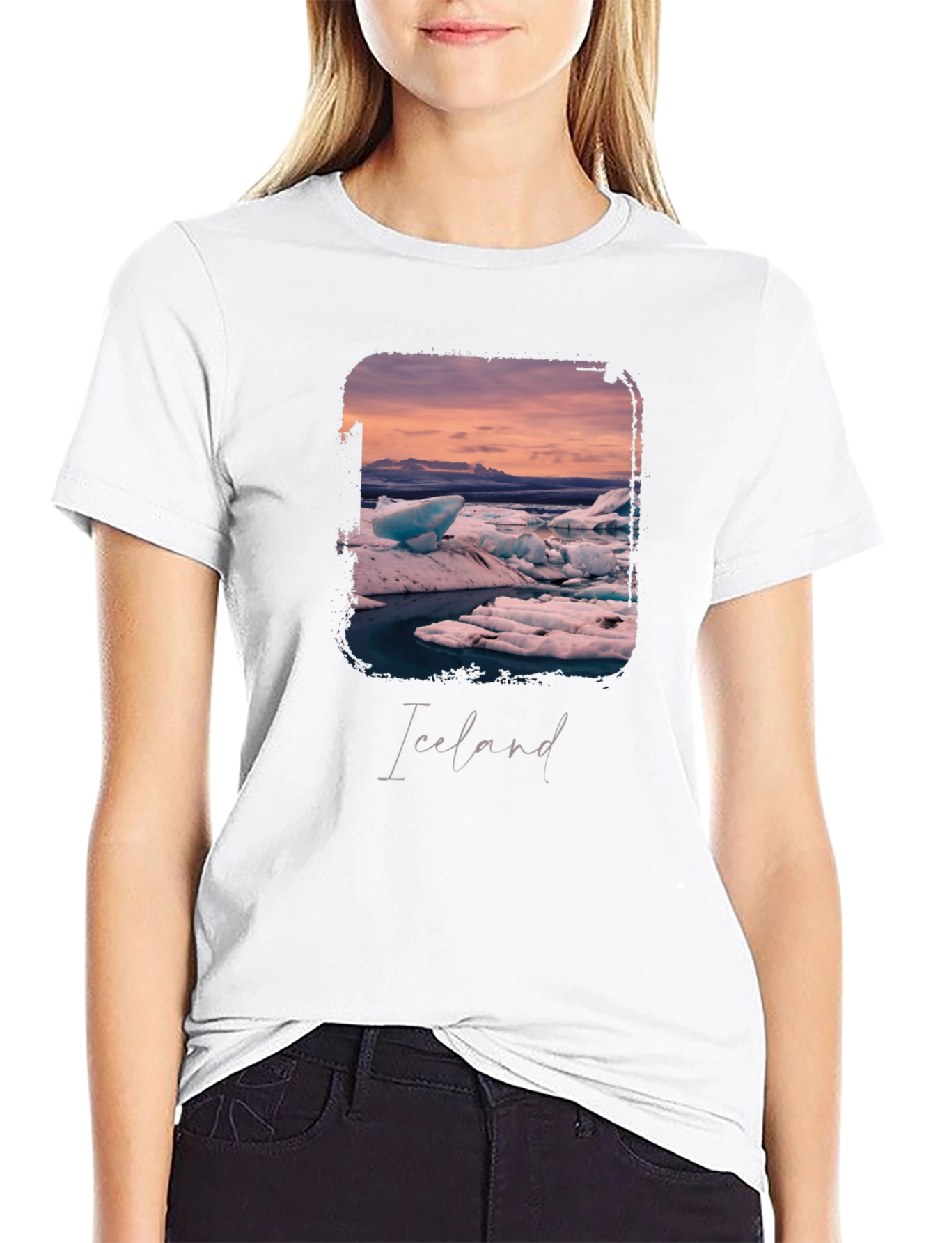 Iceland Glacier Graphic Black T-Shirt