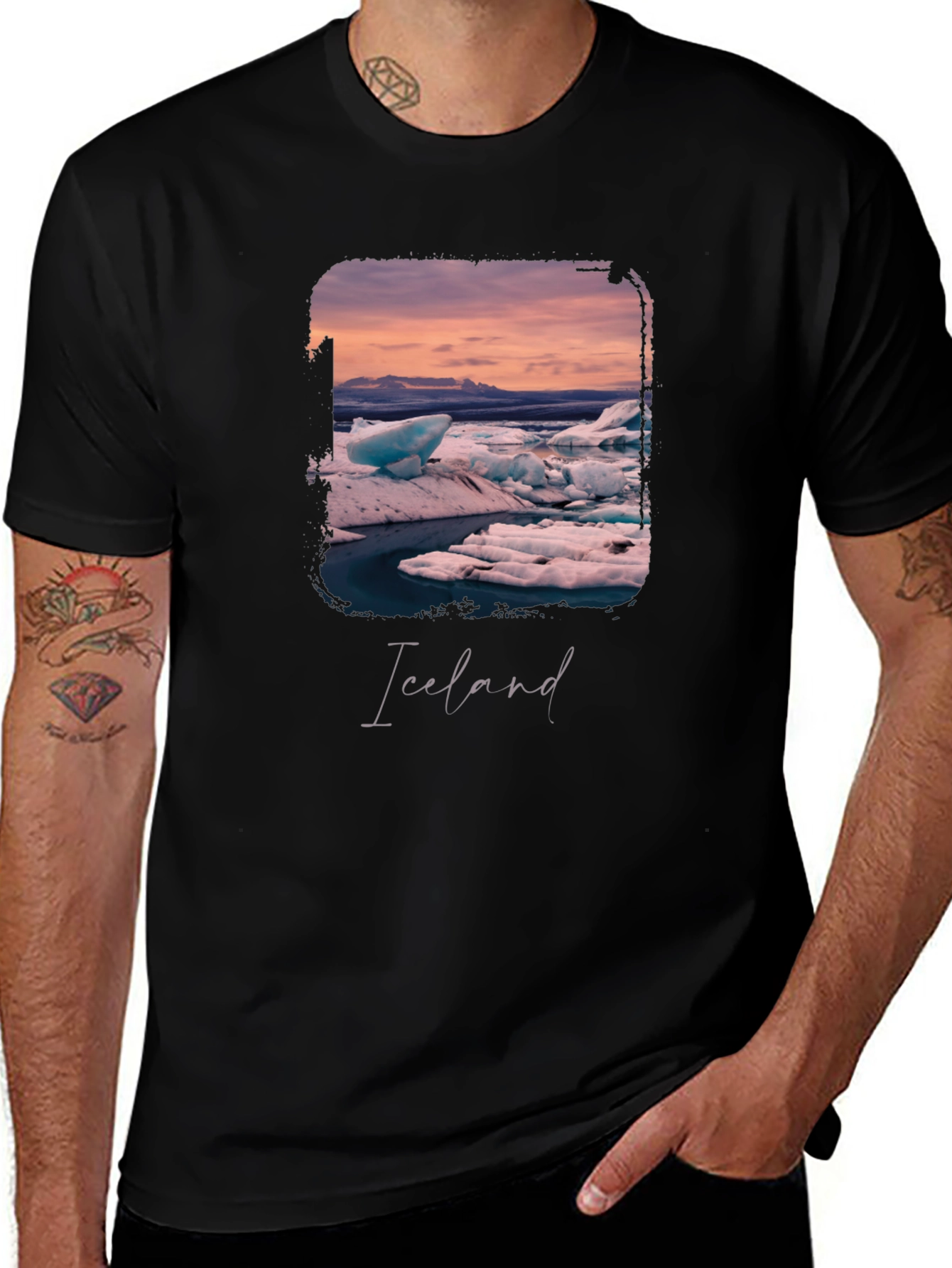 Iceland Glacier Graphic Black T-Shirt