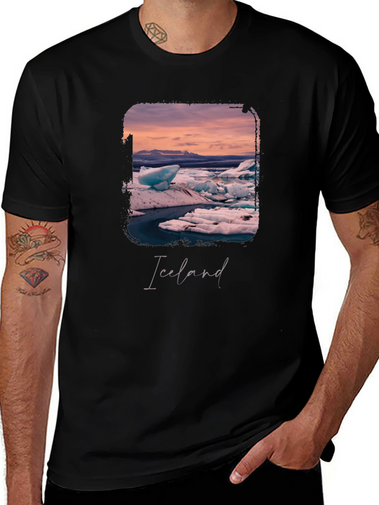 Iceland Glacier Graphic Black T-Shirt