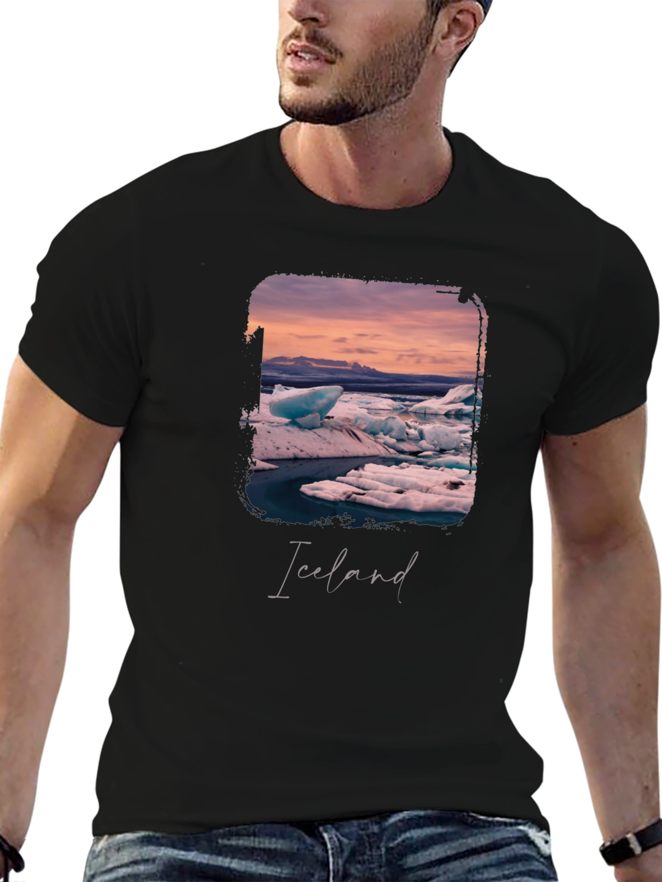 Iceland Glacier Graphic Black T-Shirt
