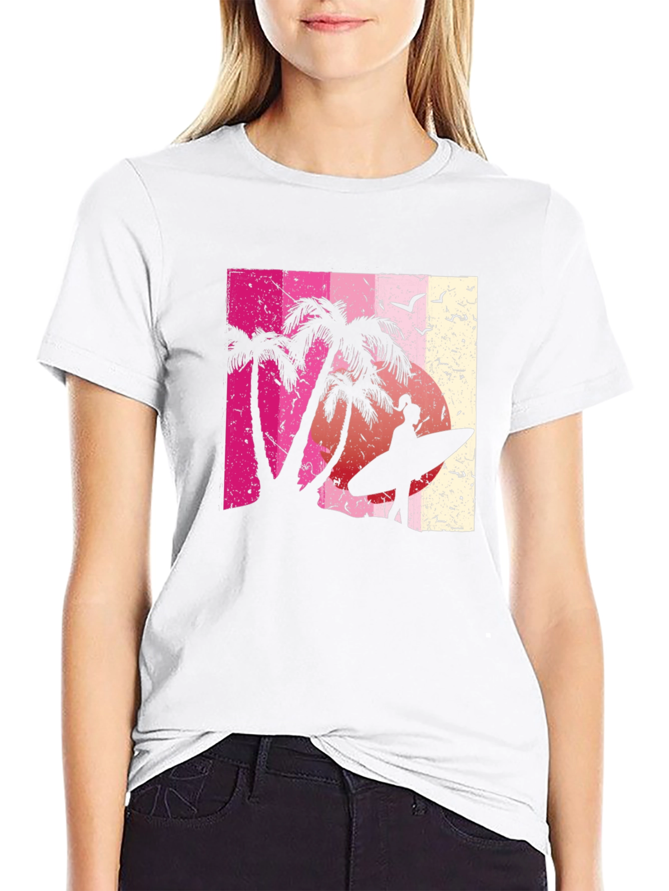 Tropical Sunset Surfer Graphic Tee