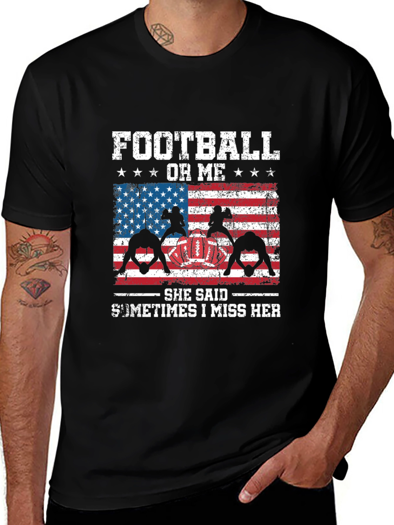 Football or Me T-Shirt Patriotic Design