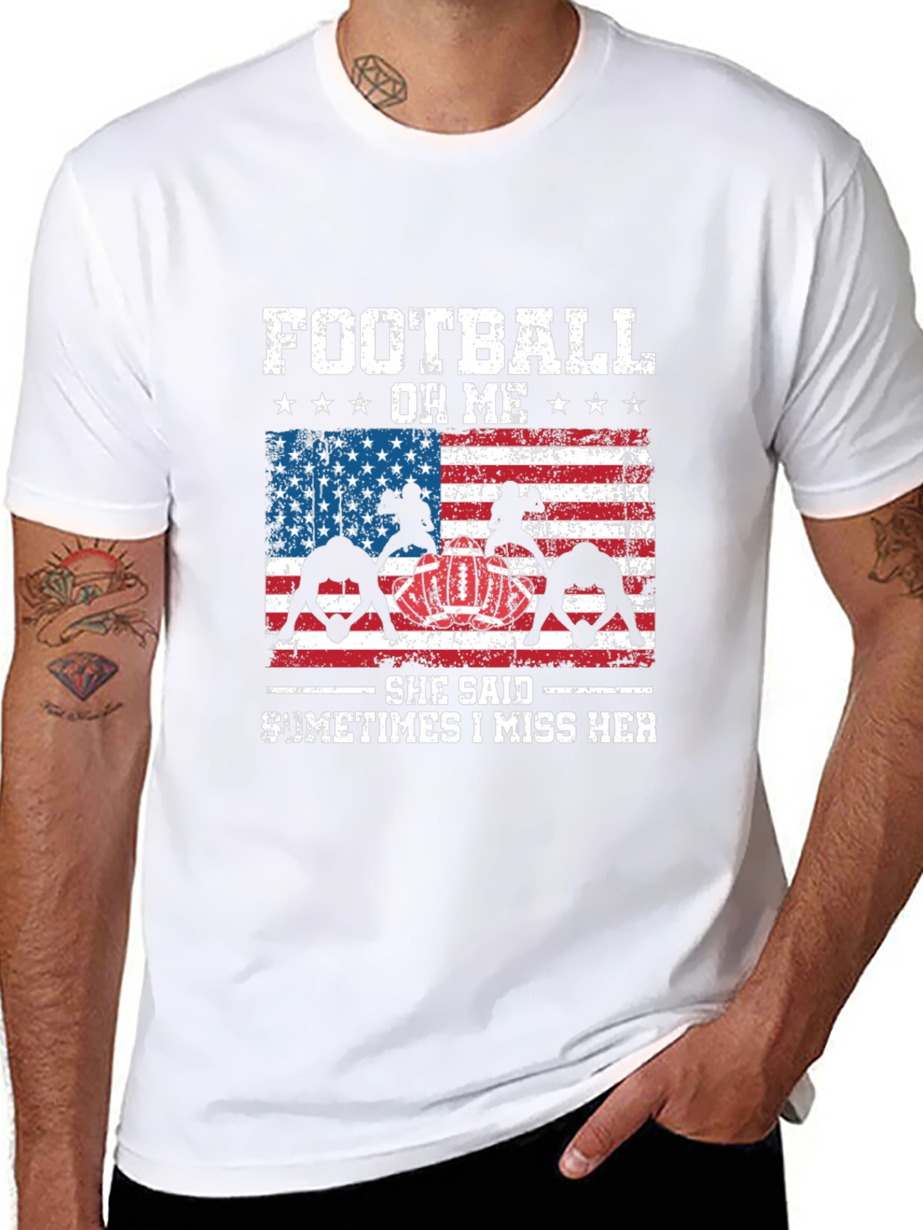 Football or Me T-Shirt Patriotic Design