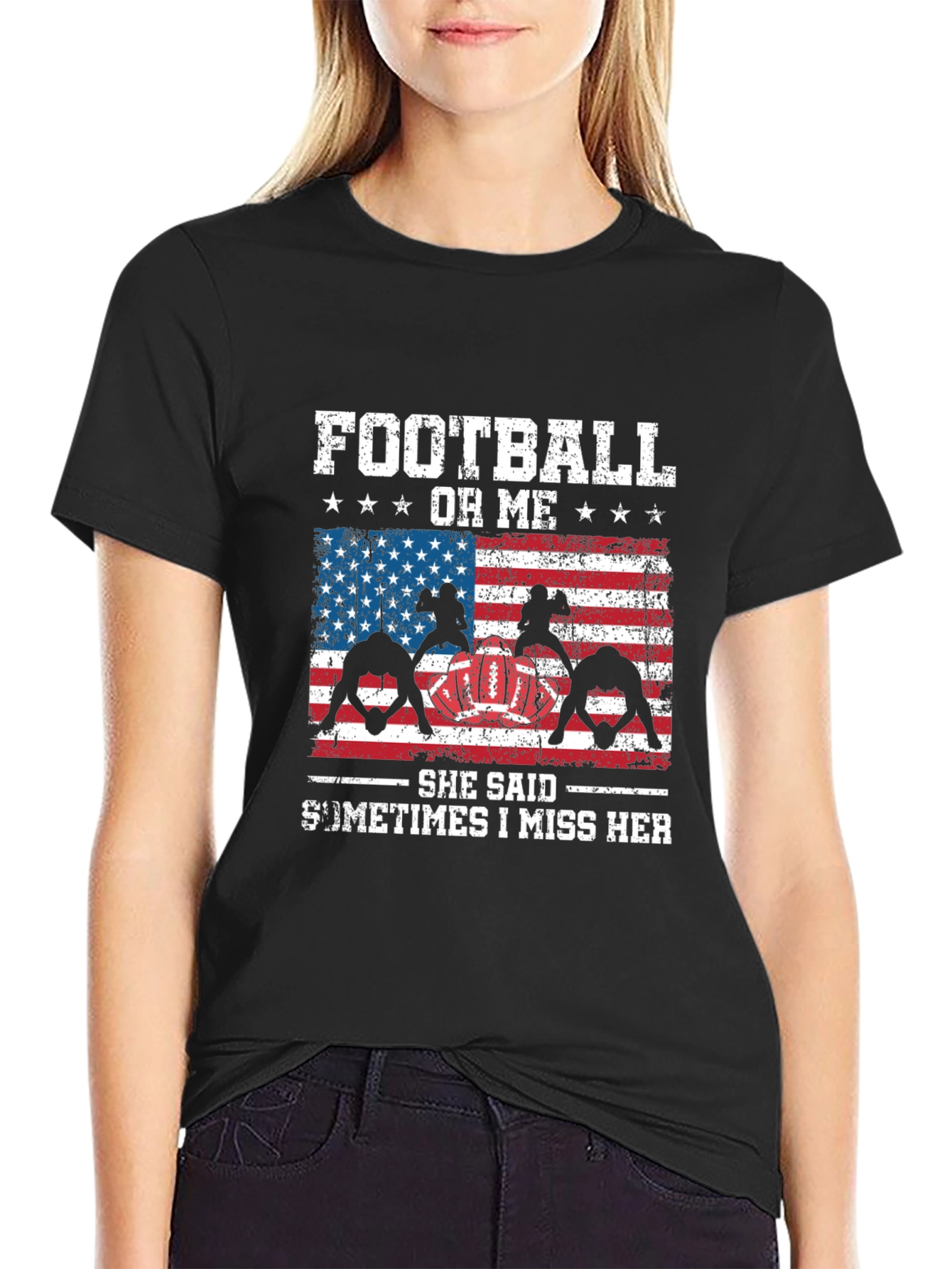 Football or Me T-Shirt Patriotic Design