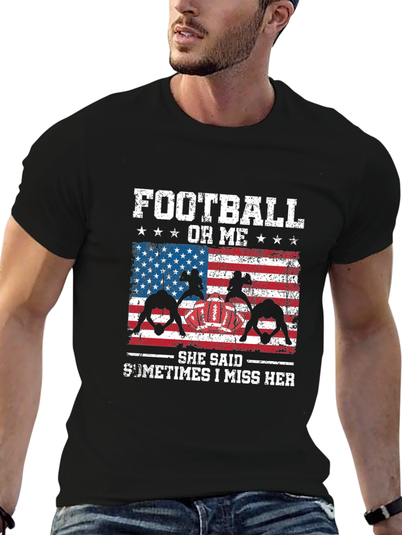 Football or Me T-Shirt Patriotic Design