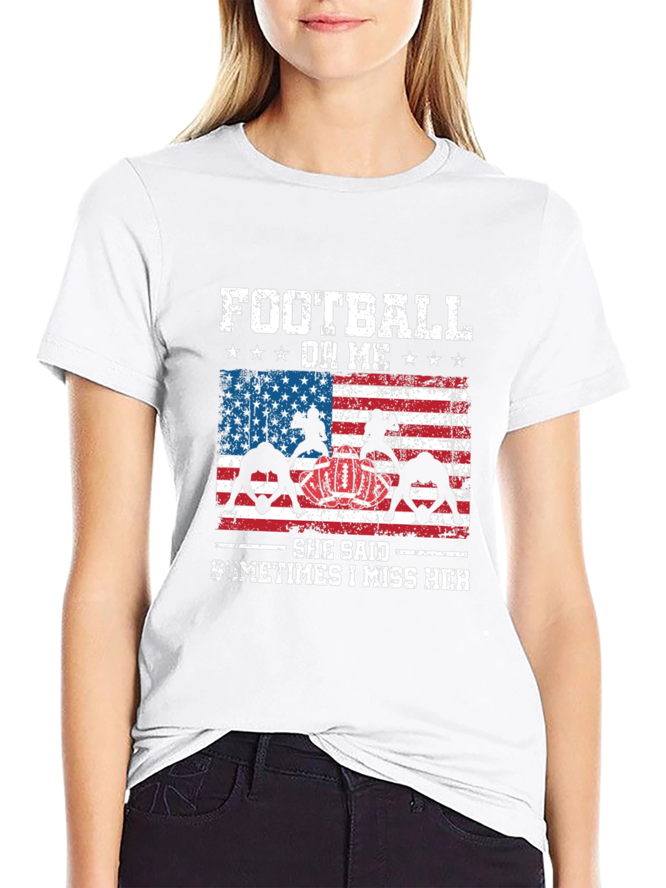 Football or Me T-Shirt Patriotic Design