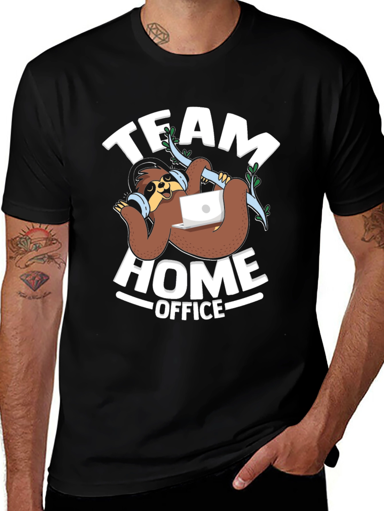Team Home Office Sloth Graphic T-Shirt