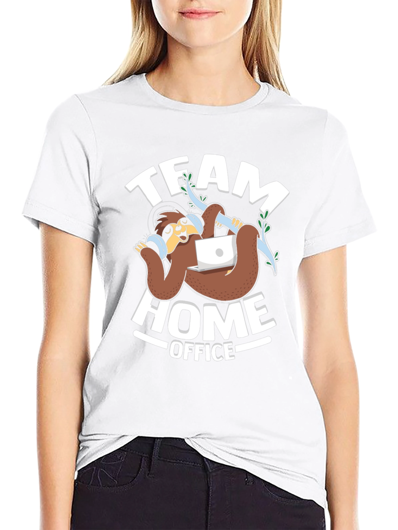 Team Home Office Sloth Graphic T-Shirt