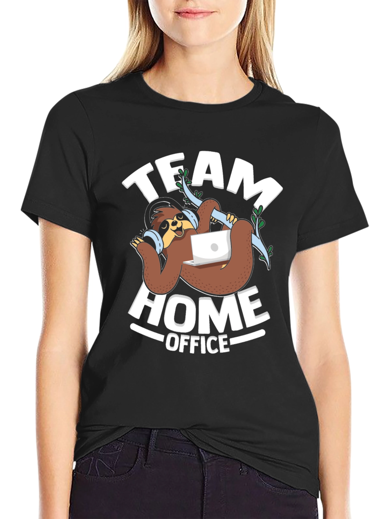 Team Home Office Sloth Graphic T-Shirt