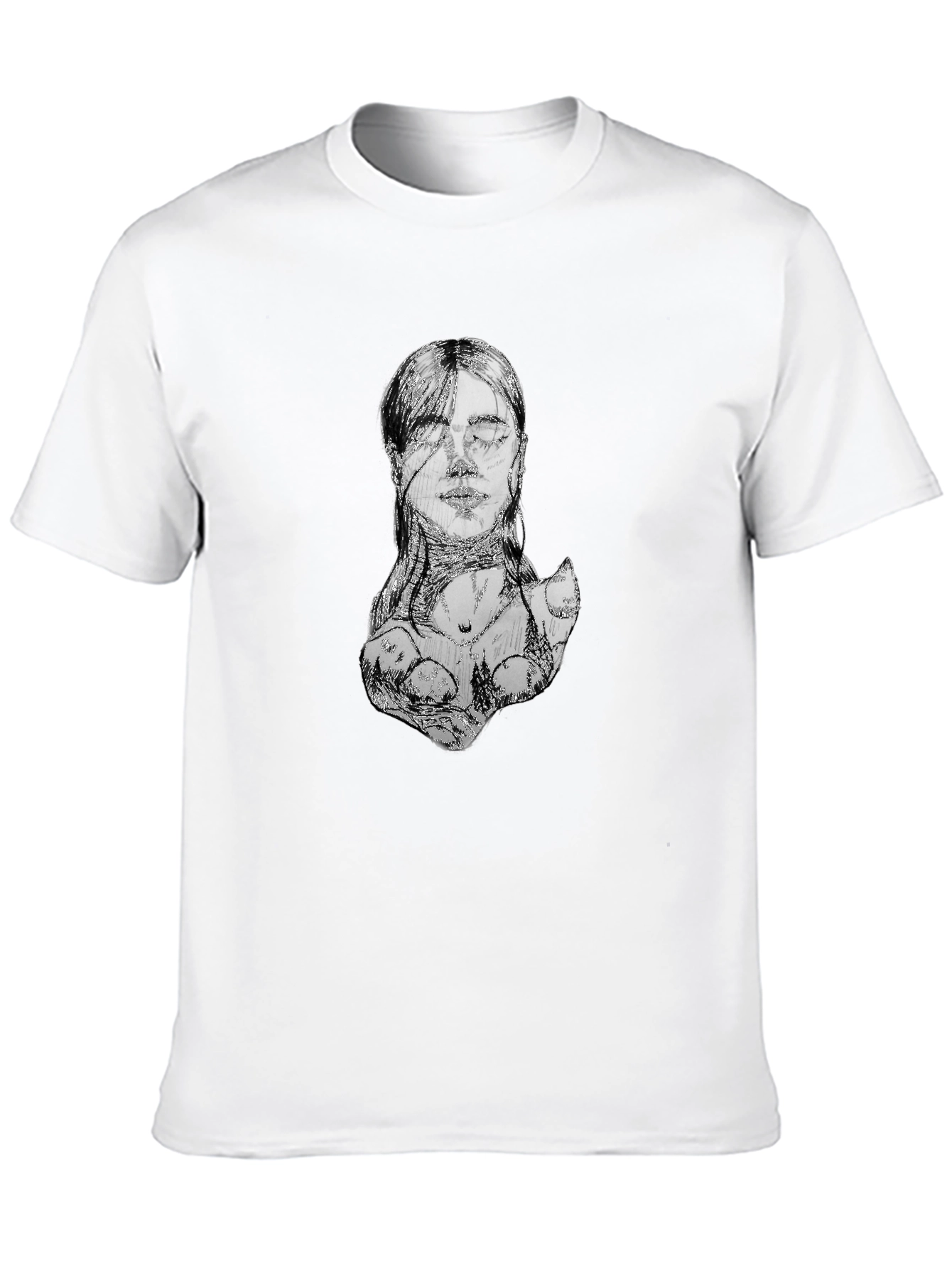 Abstract Sketch Face Black T-Shirt