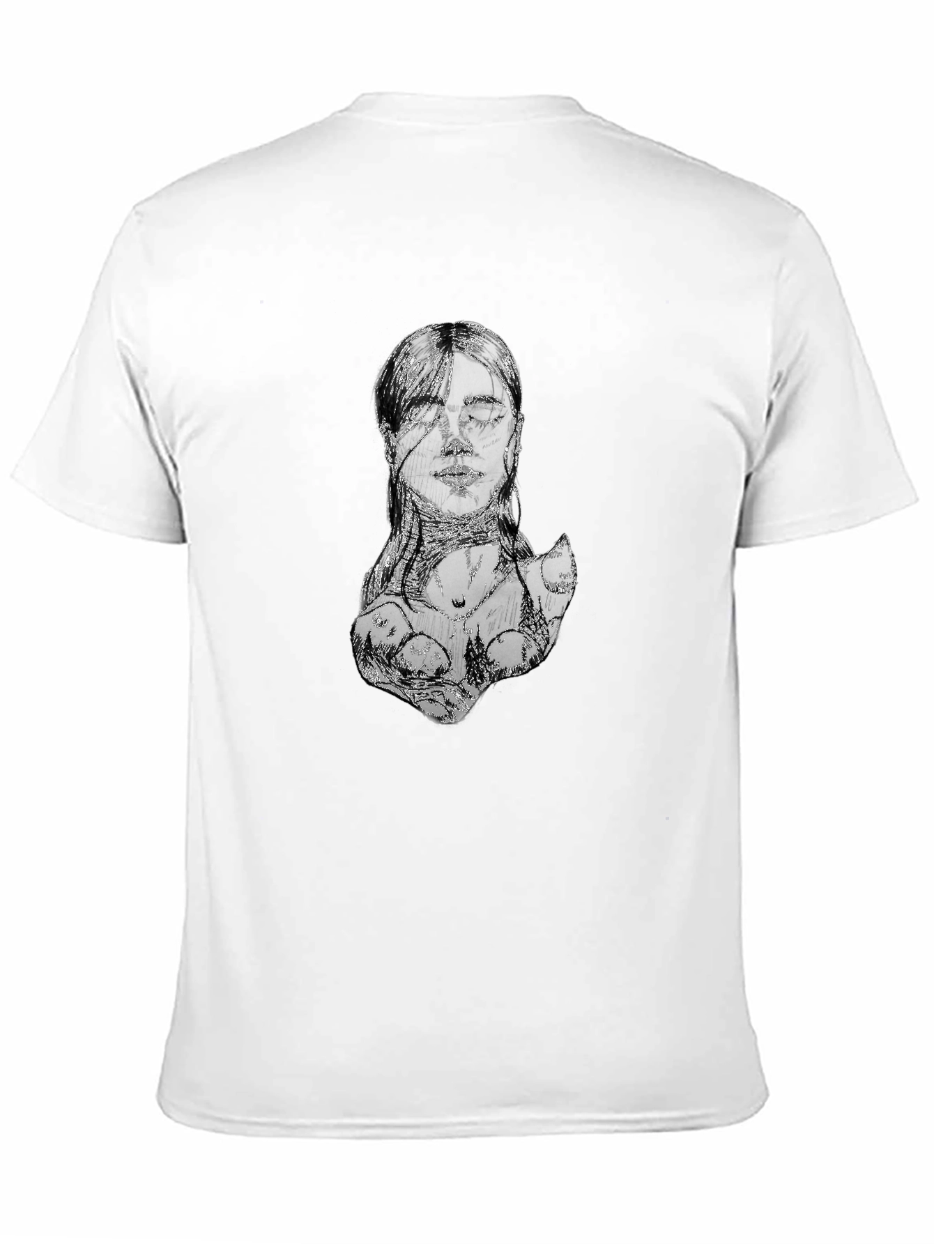 Abstract Sketch Face Black T-Shirt