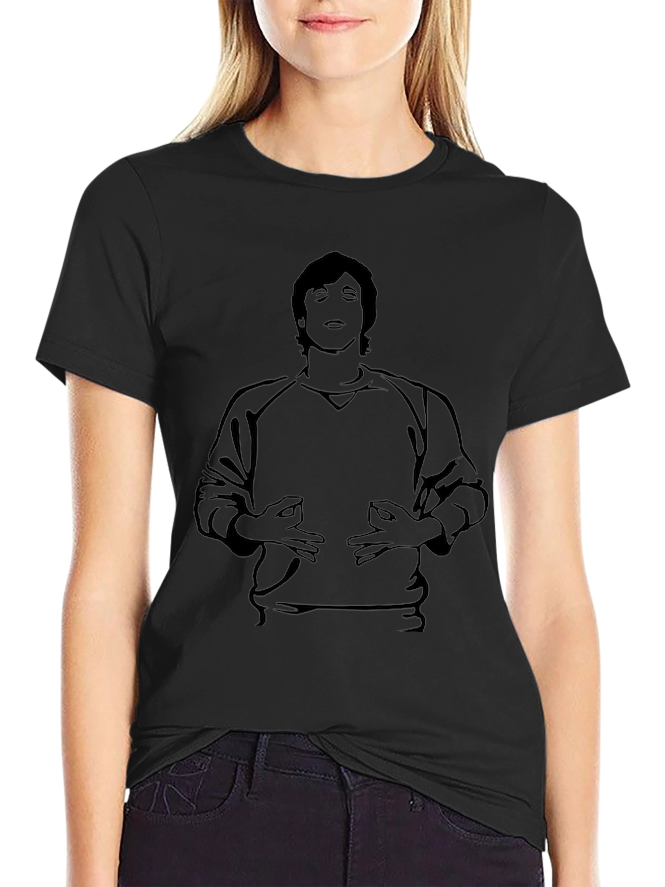 Black T-Shirt with Meditating Man Graphic Tee