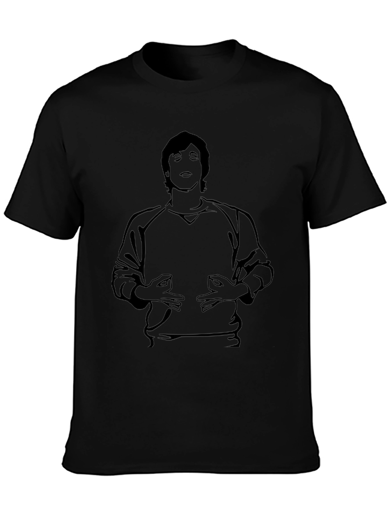 Black T-Shirt with Meditating Man Graphic Tee
