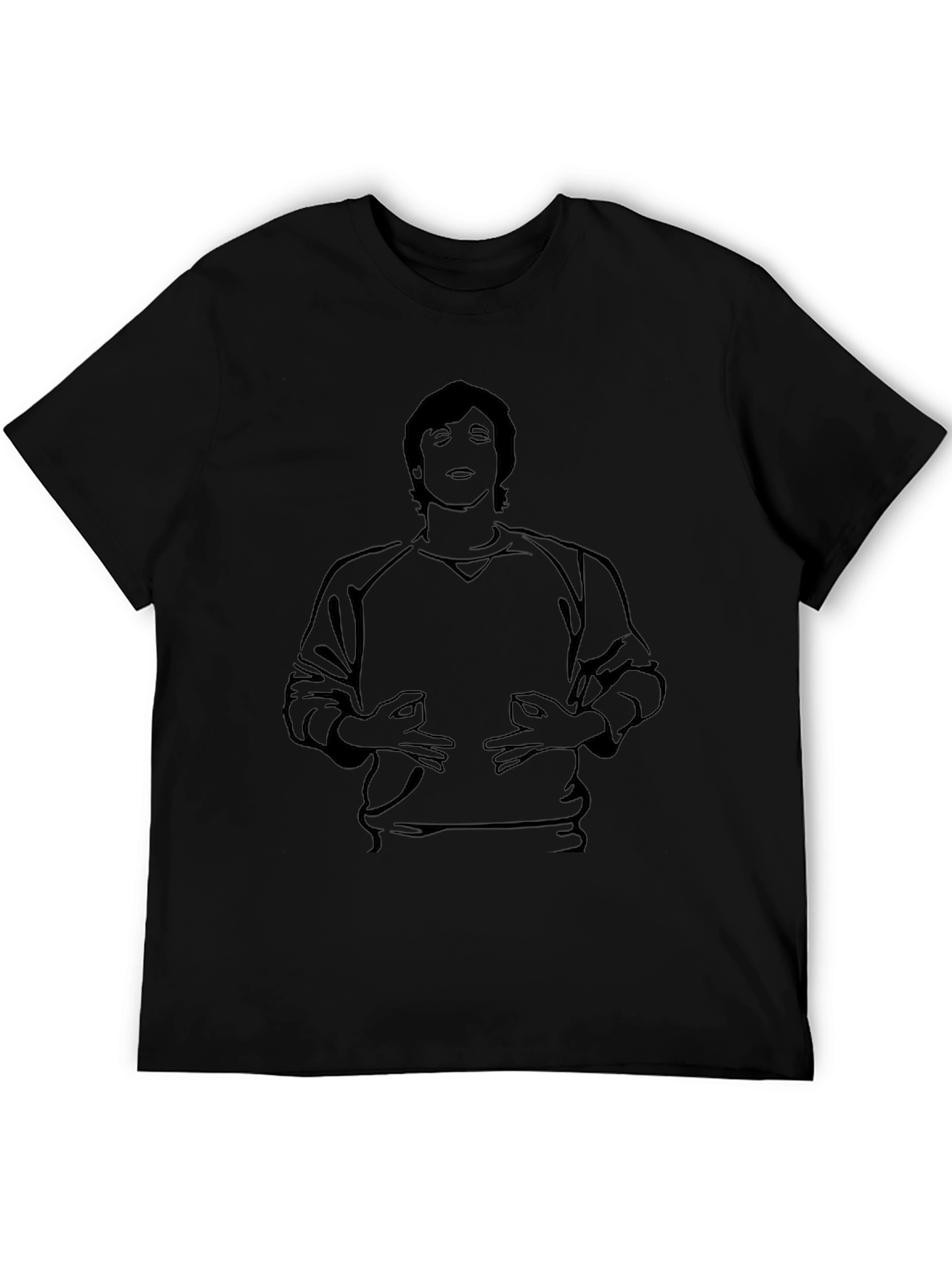 Black T-Shirt with Meditating Man Graphic Tee