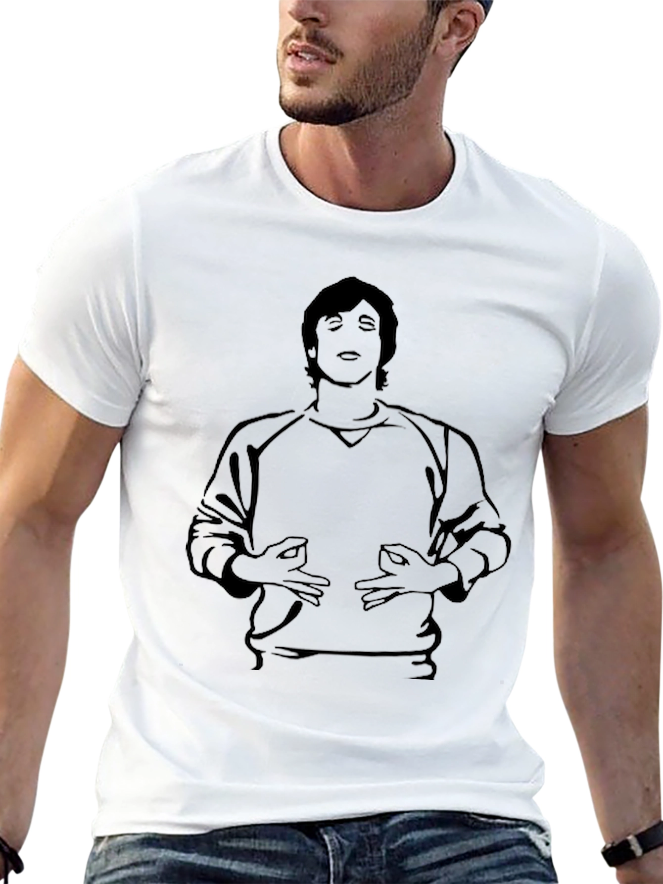 Black T-Shirt with Meditating Man Graphic Tee
