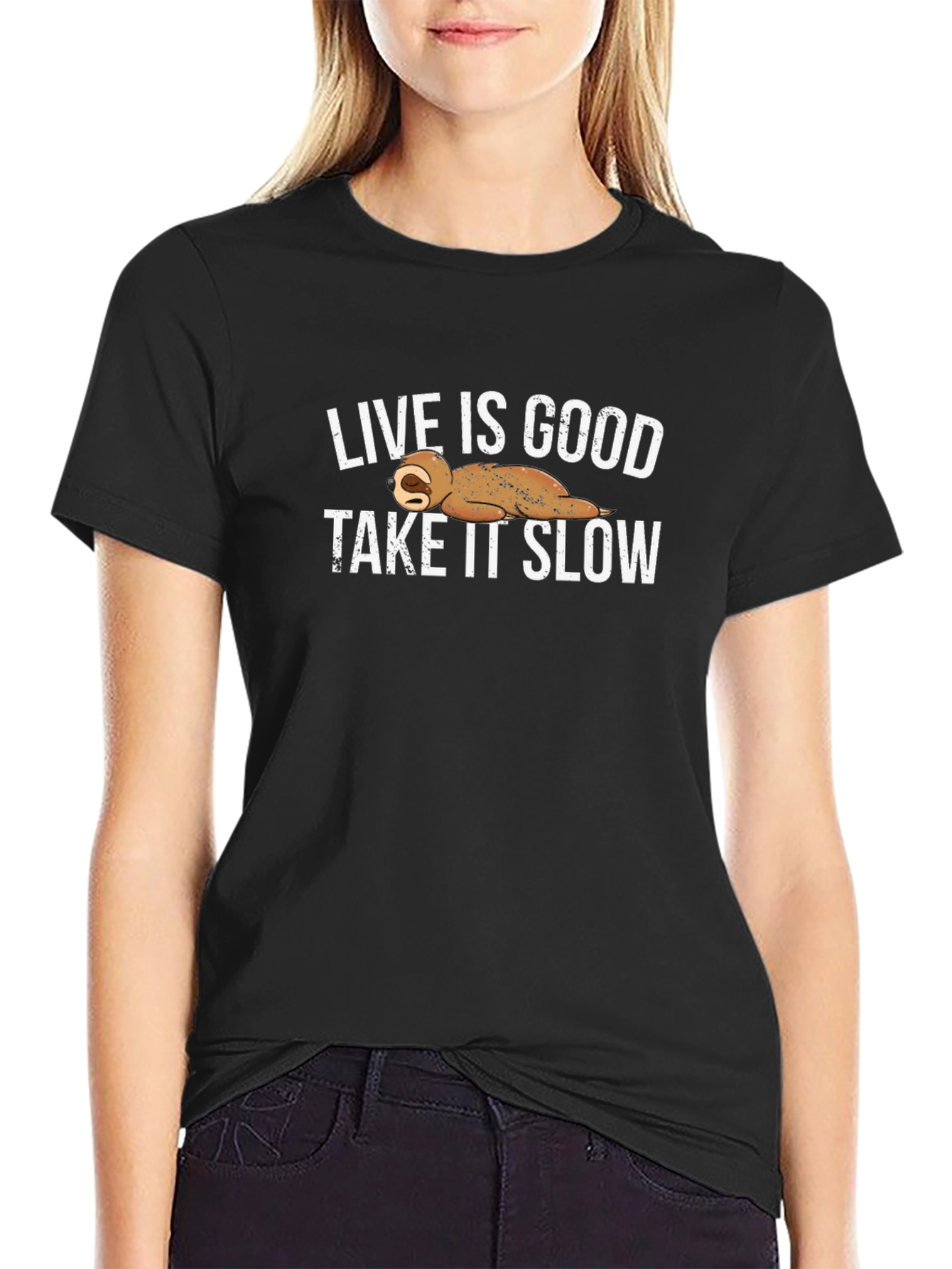 Live Is Good Take It Slow Sloth Graphic Tee