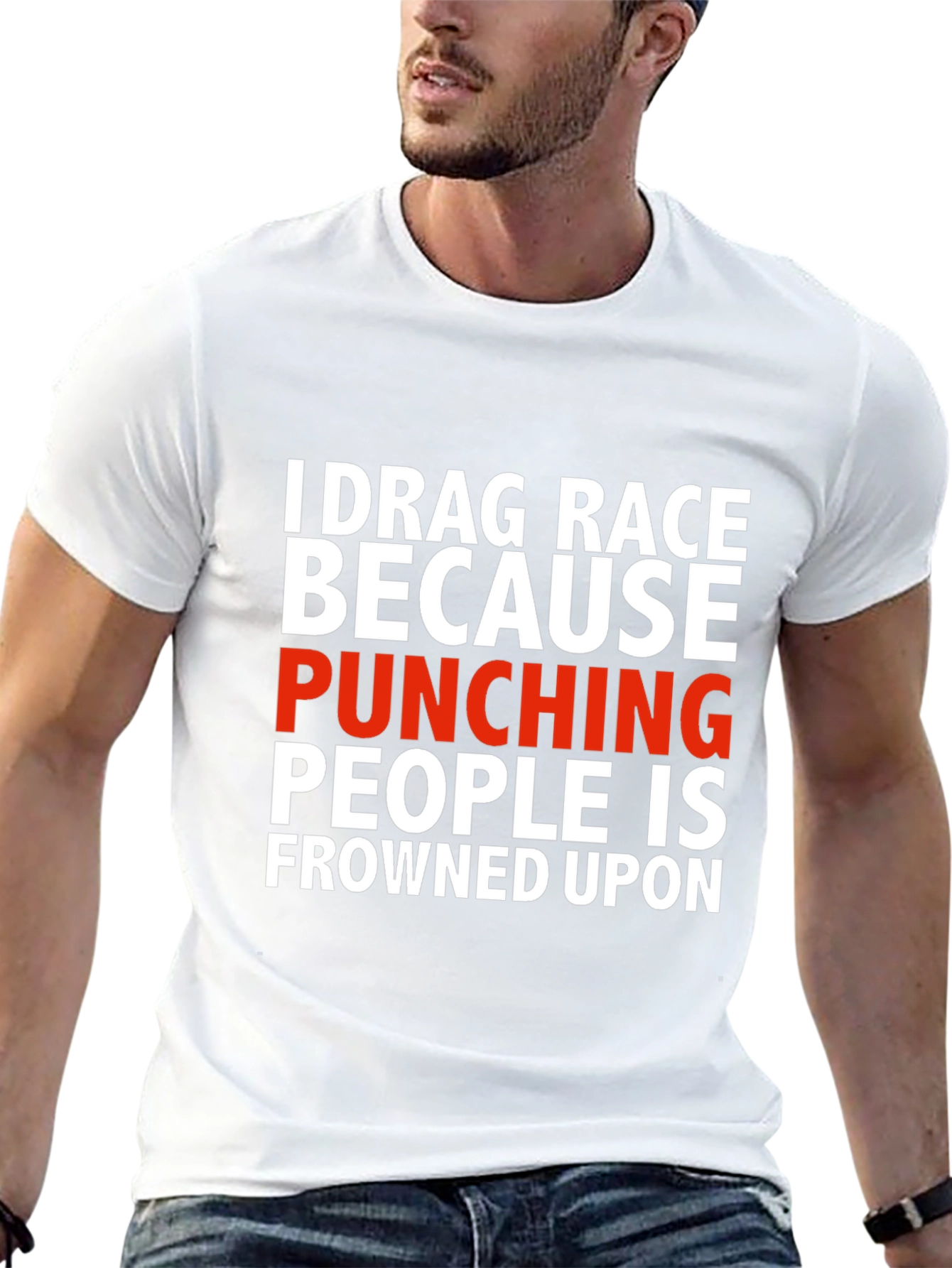 Drag Race Funny Graphic Tee - Black Cotton Blend
