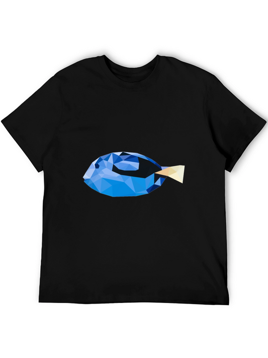 Geometric Blue Tang Fish Graphic T-Shirt